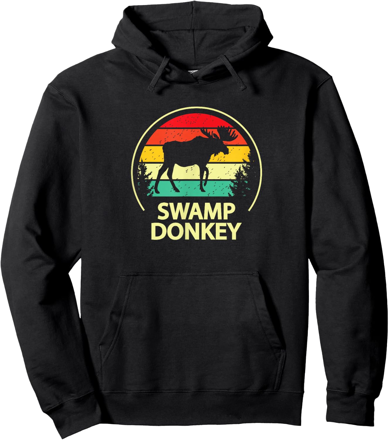 Retro Vintage Funny Swamp Donkey Moose Hoodie - Hoodie | Black