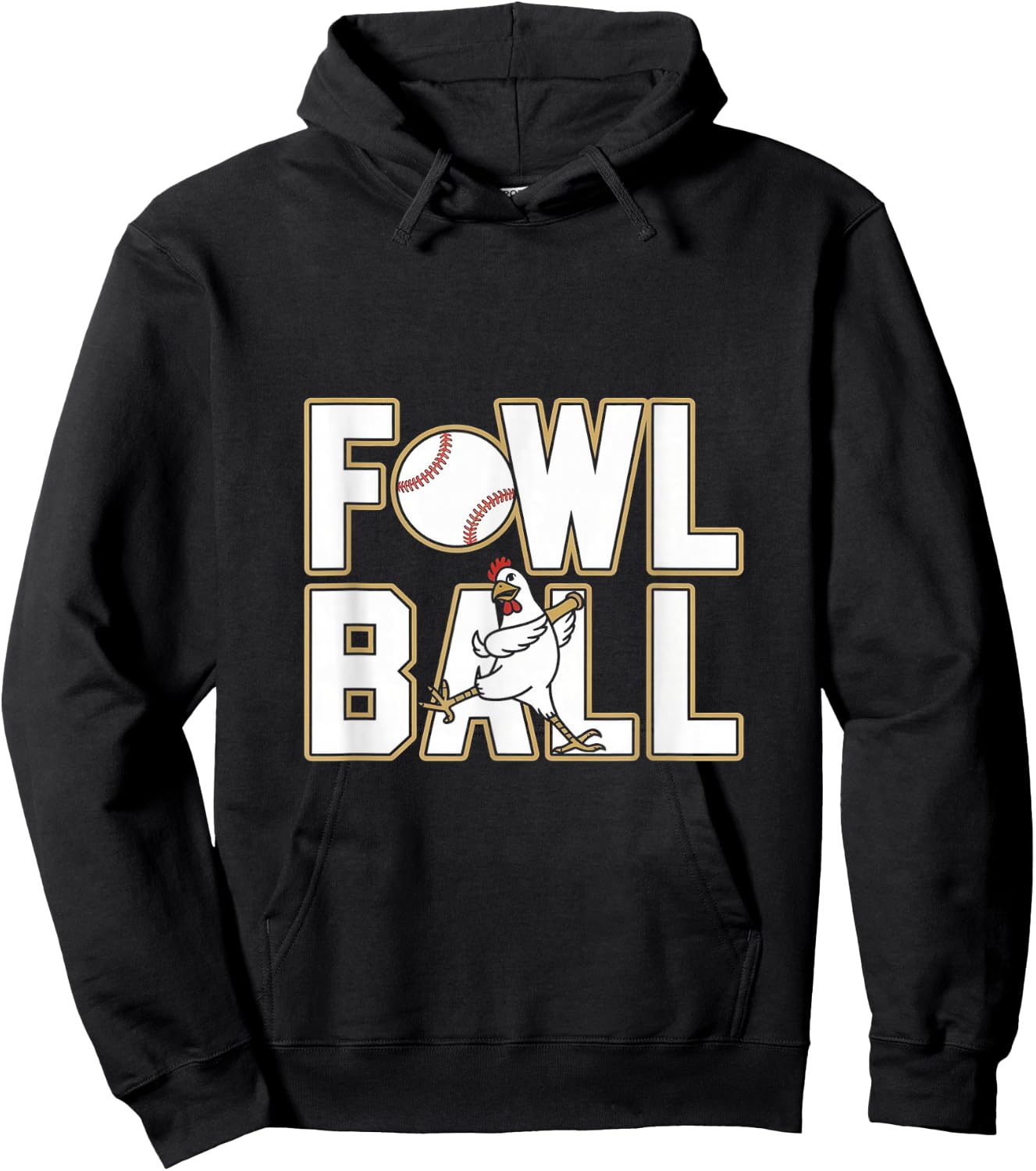 Fowl Ball Funny Baseball Chicken Hoodie - Hoodie | Black