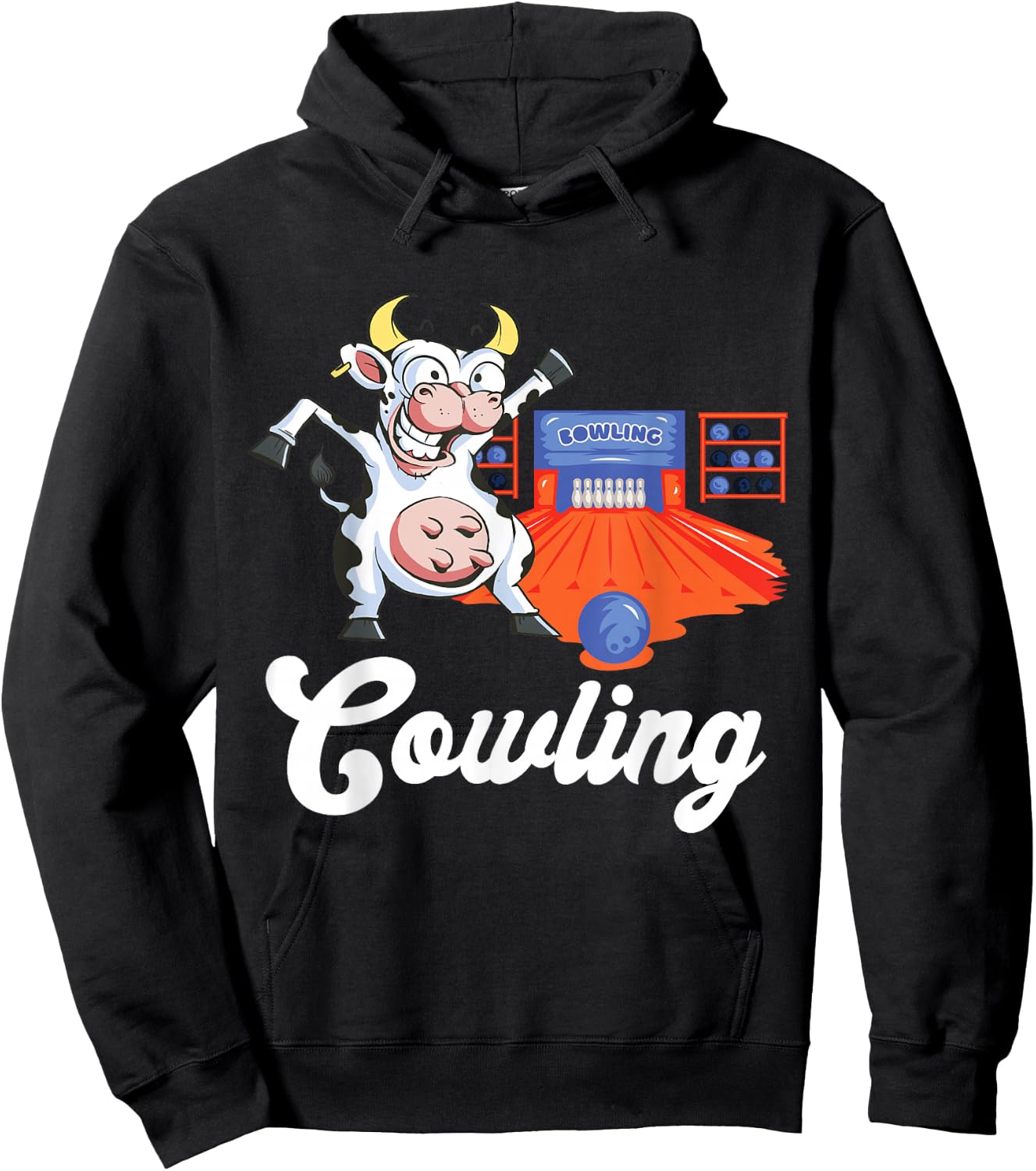 Funny Bowling Strike Cow Bowling Pin Bowling Ball Bowler Hoodie - Hoodie | Black