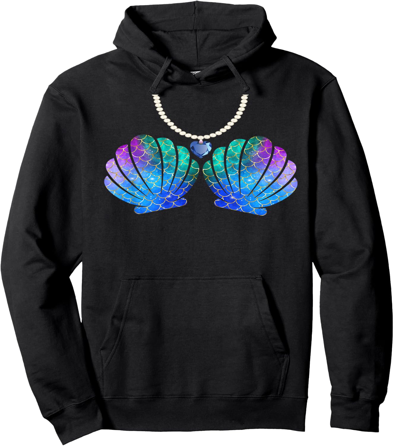 Mermaid Sea Shell Bra Halloween Costume Women Girls Hoodie - Hoodie | Black