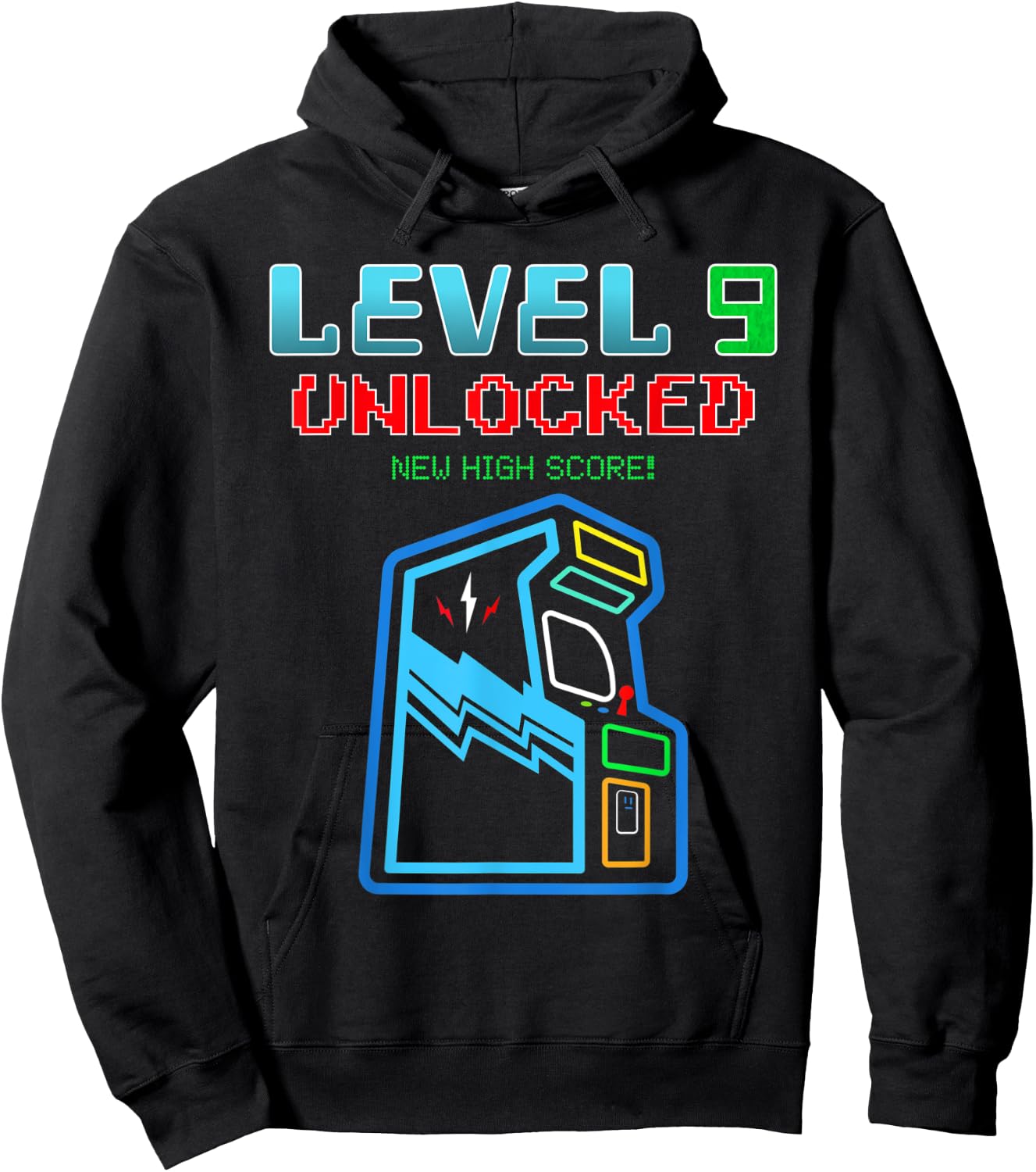 Level 9 Unlocked New High Score Arcade Game Birthday Hoodie - Hoodie | Black