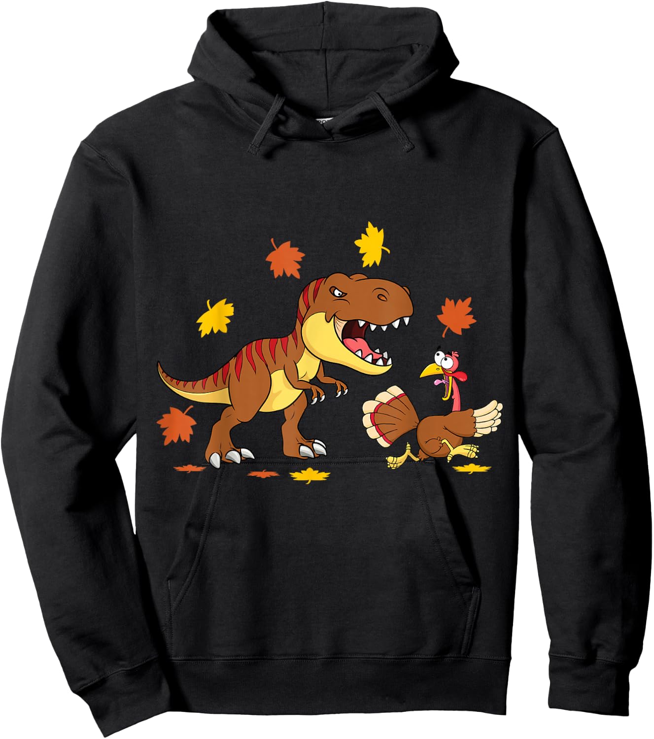 Turkey & T Rex Thanksgiving Funny Gift Kids Boys Girls Hoodie - Hoodie | Black