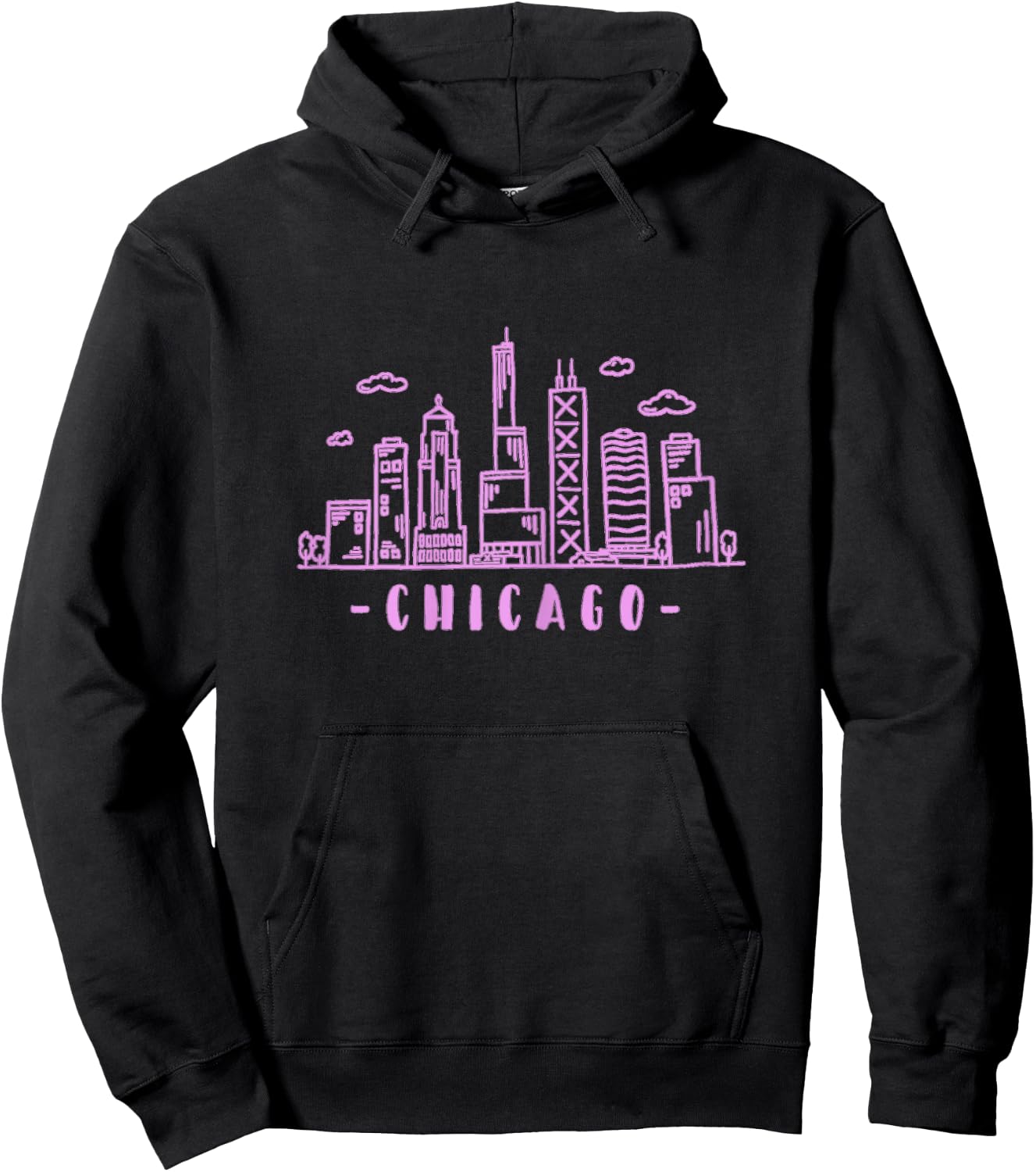 Chicago Skyline Illinois Vintage Hoodie - Hoodie | Black