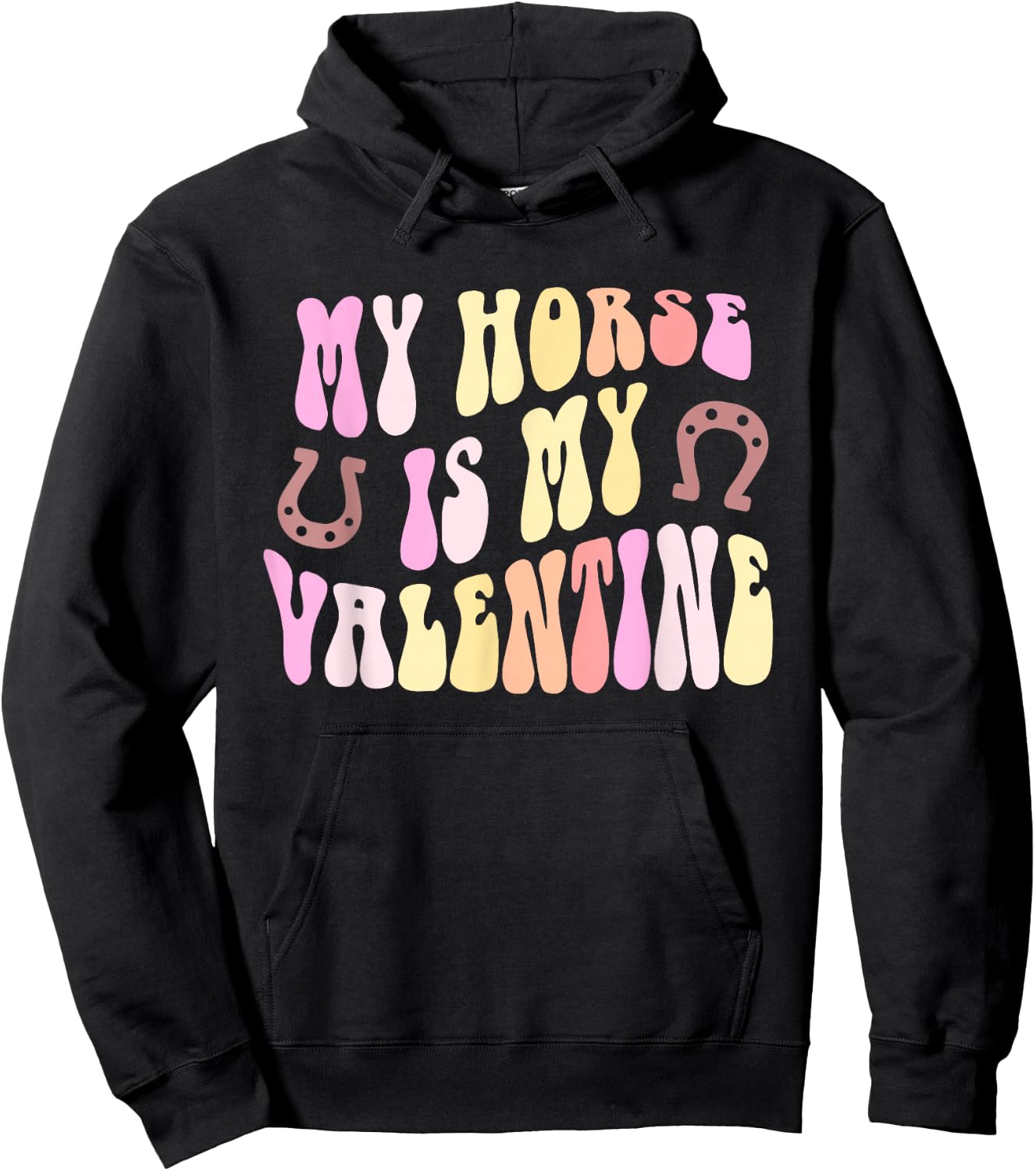 Retro MY HORSE IS MY VALENTINE Equestrian Horseback Rider Hoodie - Hoodie | Black