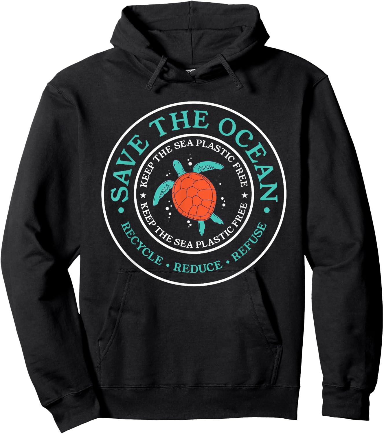 Save The Ocean Lovely Earth Day Sea Kunststoffstrohhalm frei Hoodie - Hoodie | Black