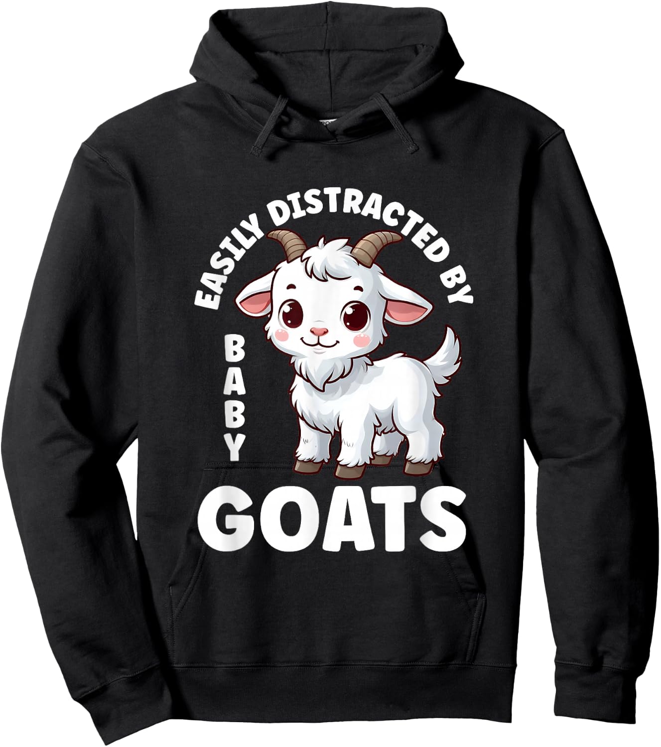 Easily Distracted by Baby Goats Farmer Baby Goat Breed Lover Hoodie - Hoodie | Black