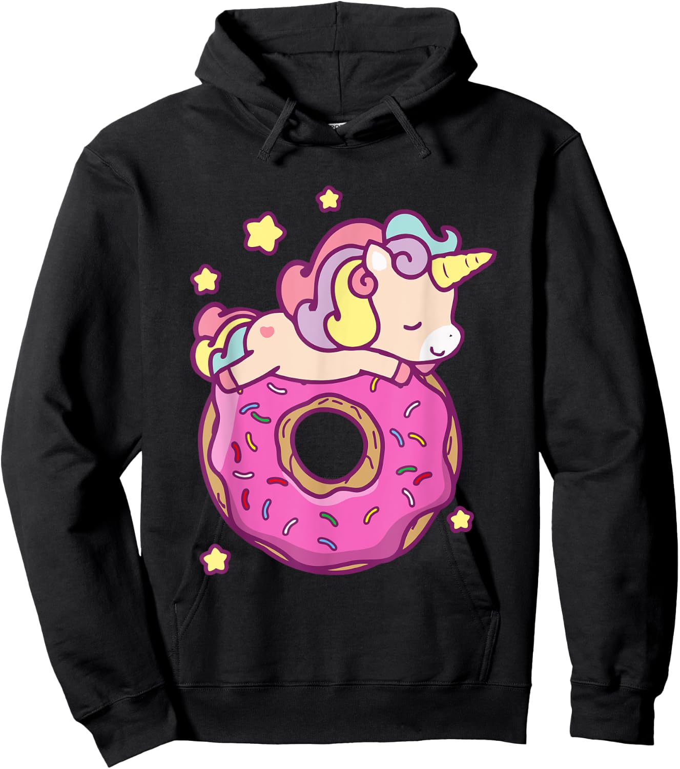 Cute Unicorn Donut Girls Kids, Donut Day June 2021 Hoodie - Hoodie | Black