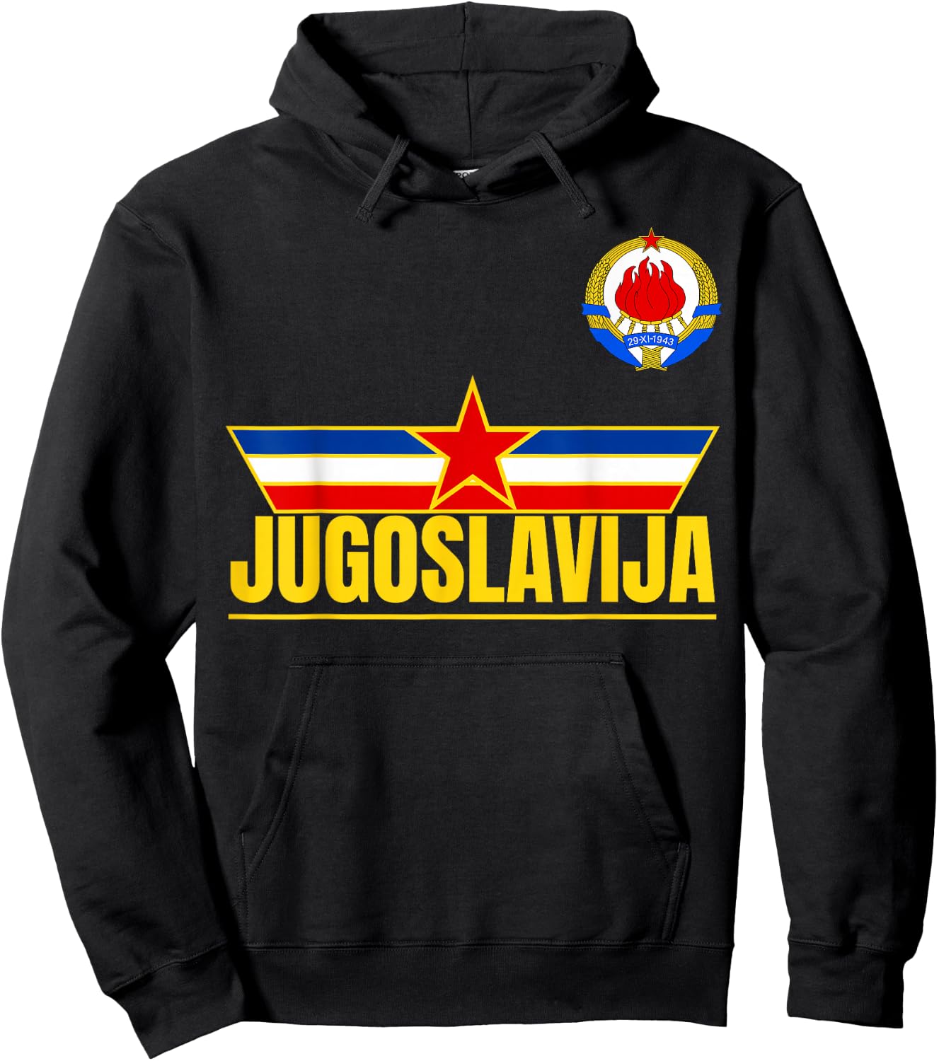 Jugoslavija Zastava Zvezda Yugoslavia Flag Yugoslavian Hoodie - Hoodie | Black