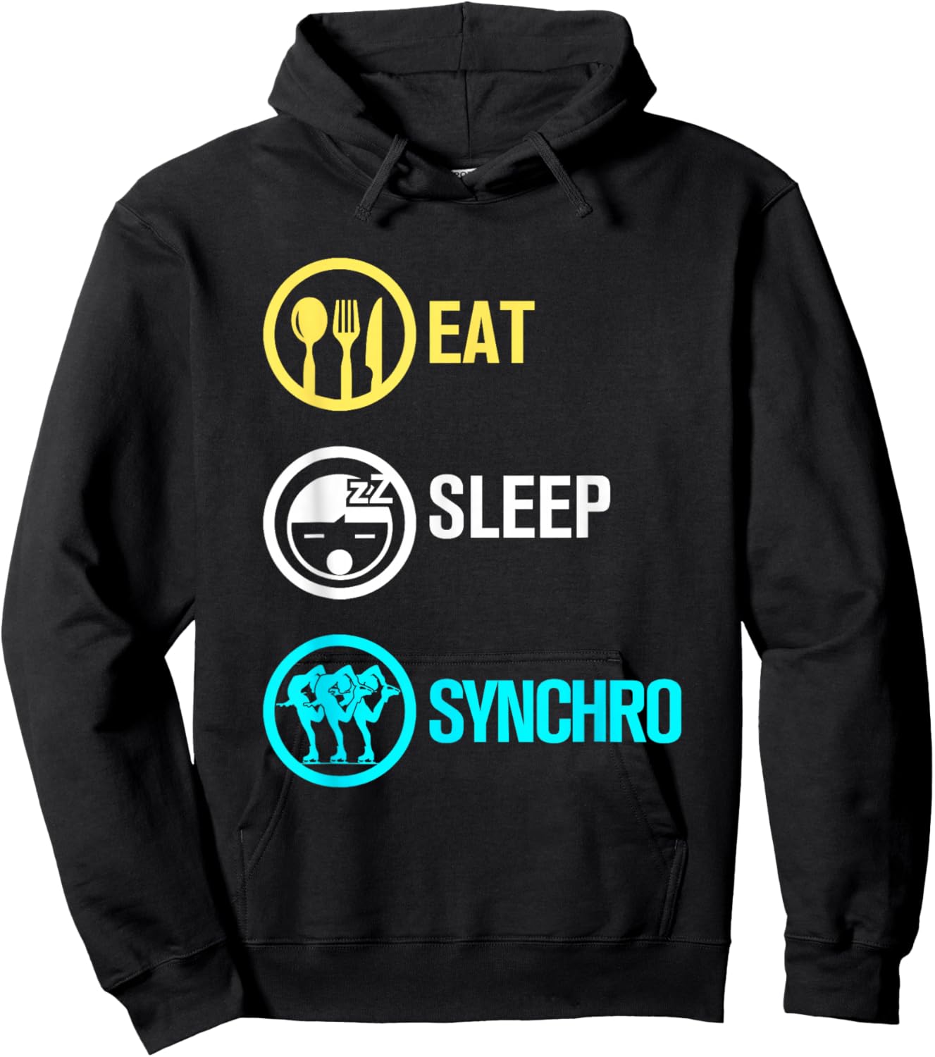 Synchronized Skating Eat Sleep Synchro Group Hoodie - Hoodie | Black