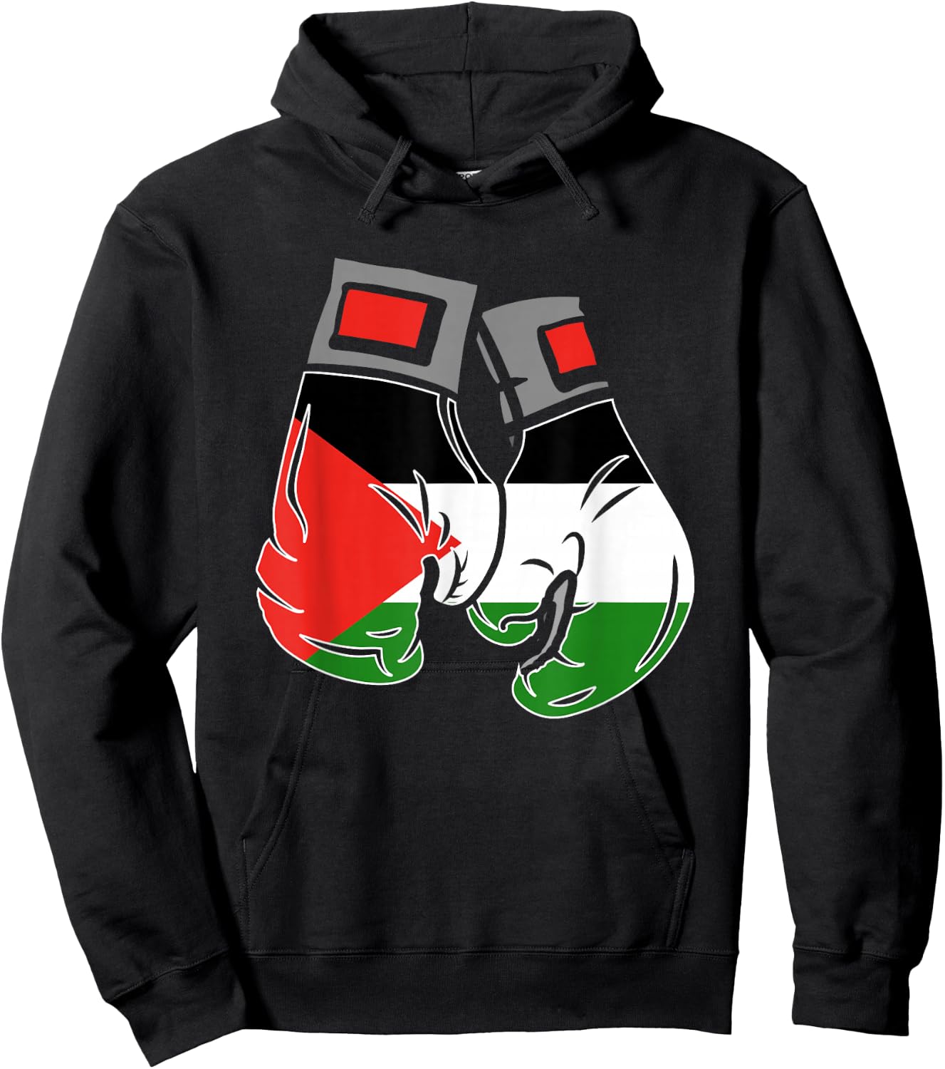 Boxing Glove with Palestine Flag , Black, S Hoodie - Hoodie | Black