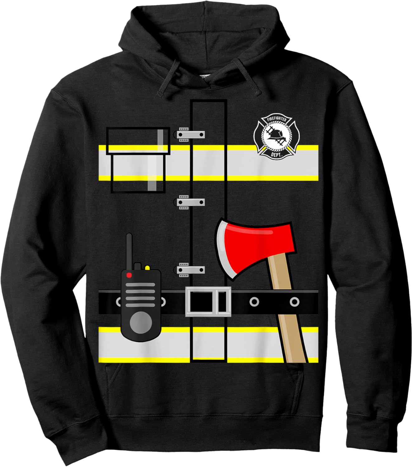 Kids Fireman Shirt Halloween Children's Firefighter Hoodie - Hoodie | Black