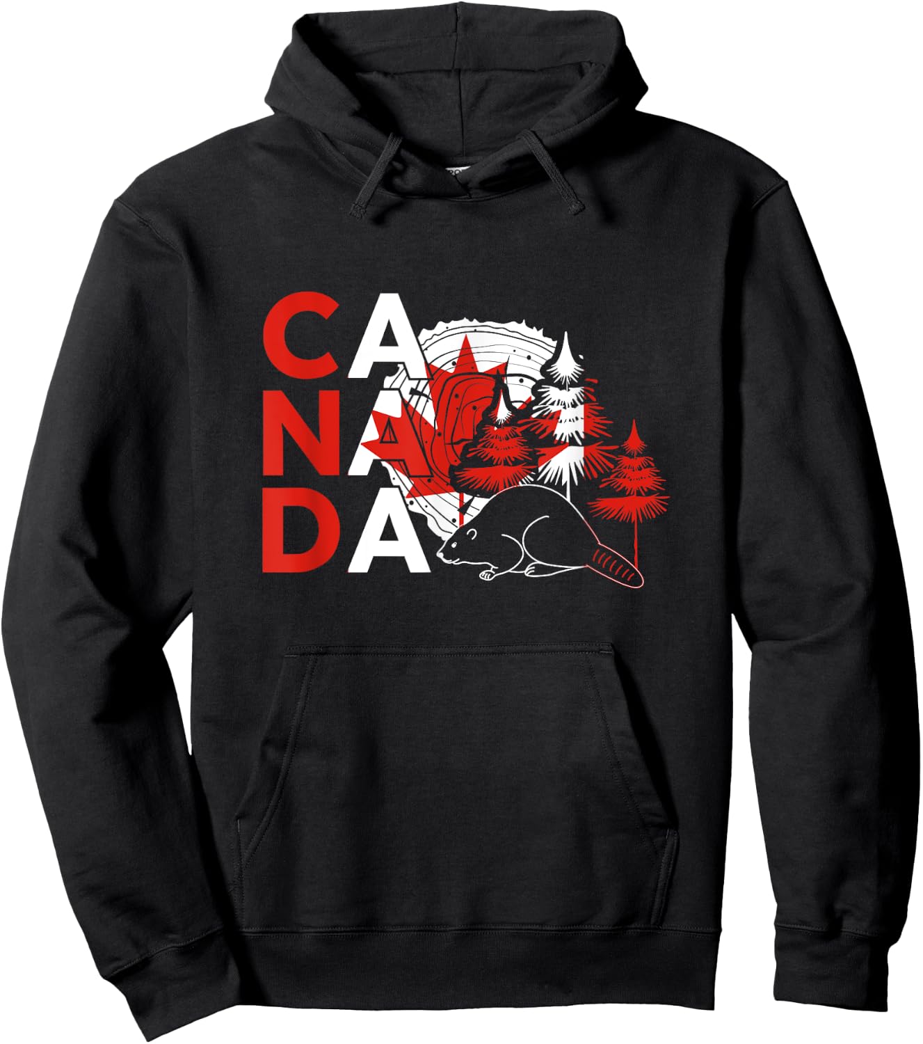 Canada – Beaver Wilderness & Maple Syrup Vibes Hoodie - Hoodie | Black