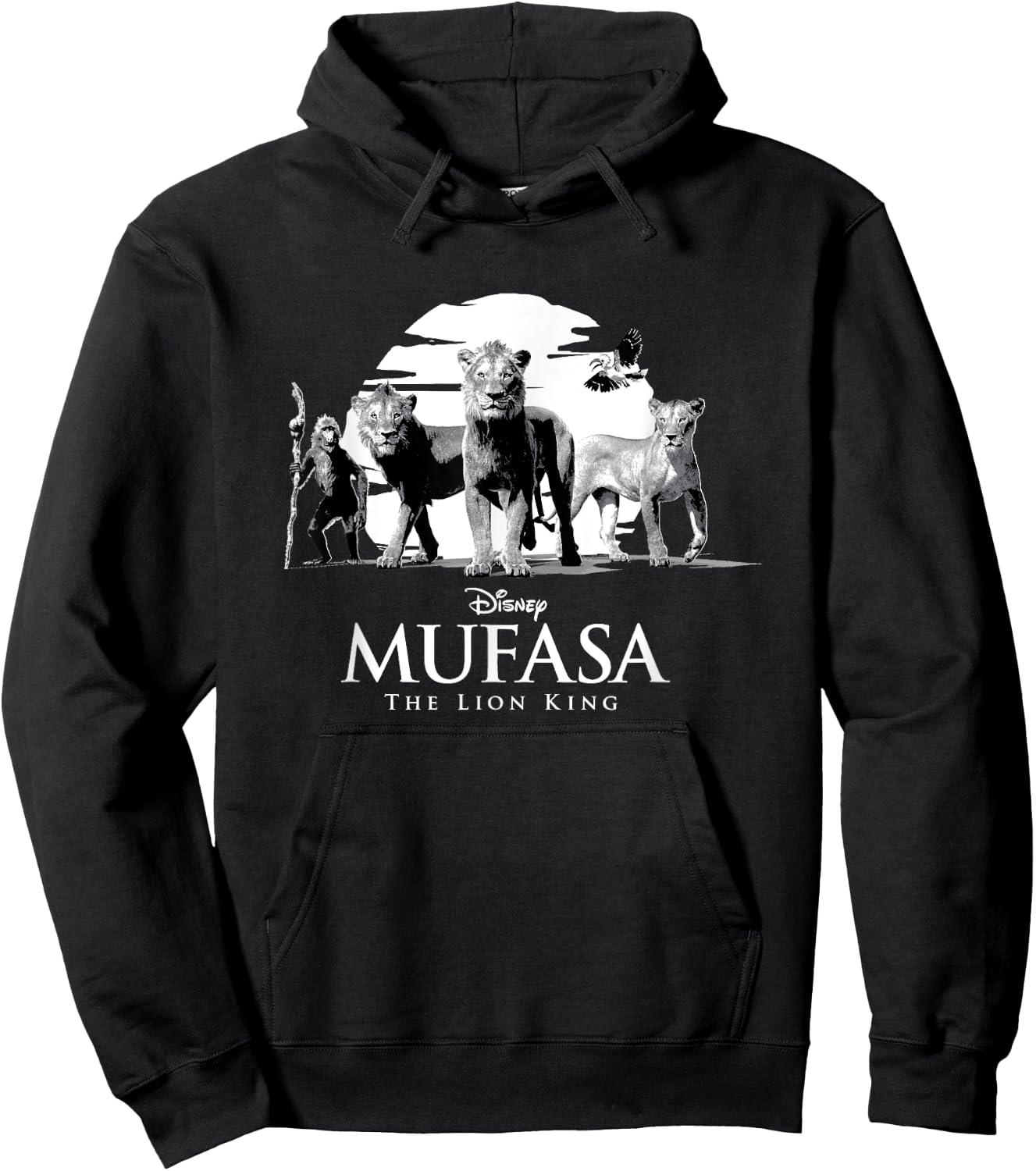 Disney Mufasa: The Lion King Monochromatic Sunset , Black, S Hoodie - Hoodie | Black