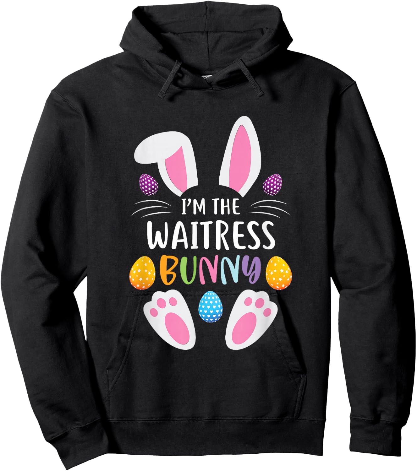 I'm The Waitress Bunny Funny Easter Day Rabbit Hoodie - Hoodie | Black