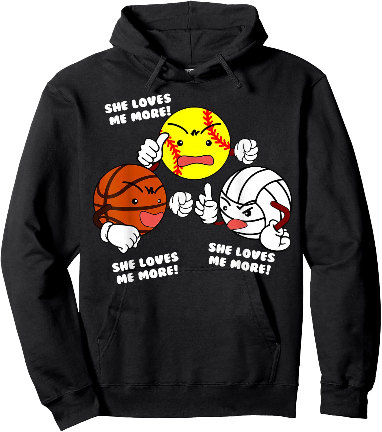 She Loves Me More Funny Softball Basketball Volleyball Hoodie - Hoodie | Black
