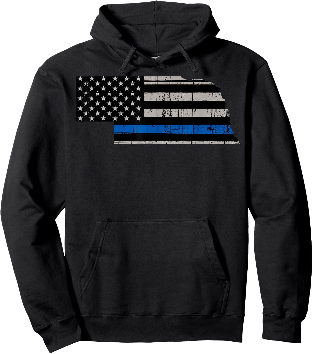 Support Law Enforcement Nebraska Police Officer Blue Hoodie - Hoodie | Black