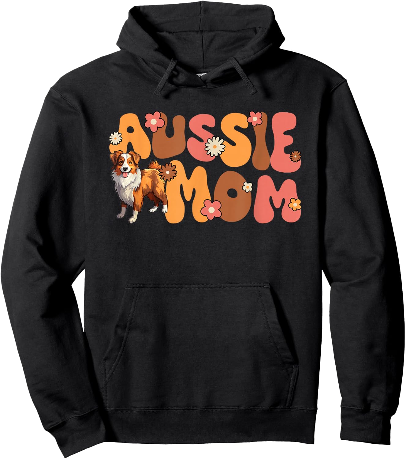 Australian Shepherd Red Tri Groovy Aussie mom Hoodie - Hoodie | Black