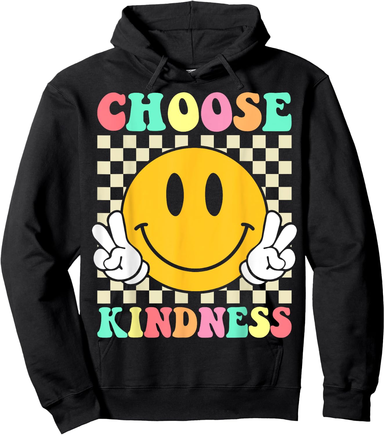 Choose Kindness Retro Groovy Be Kind Inspirational Hoodie - Hoodie | Black