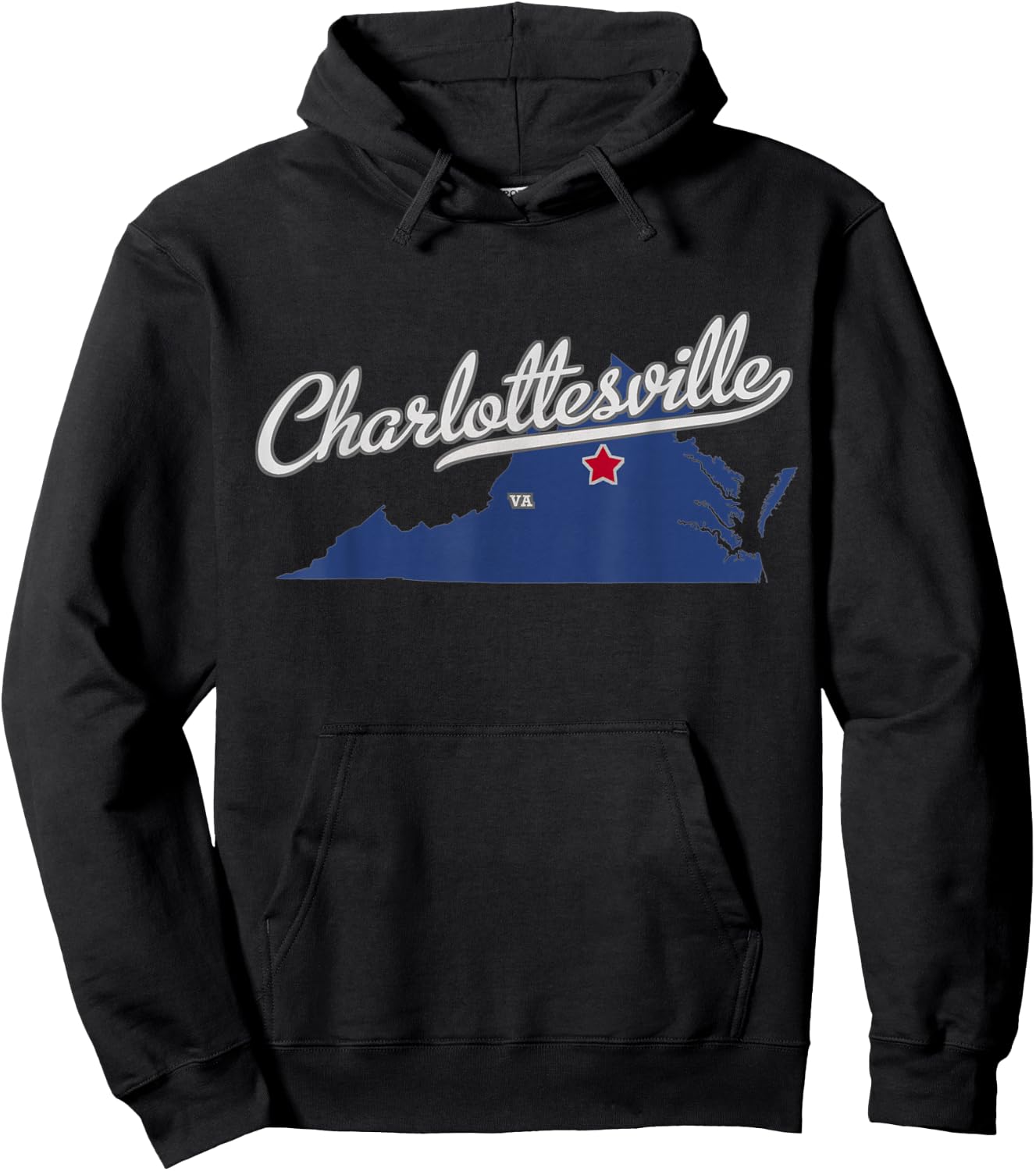 Charlottesville Virginia VA Map Hoodie - Hoodie | Black