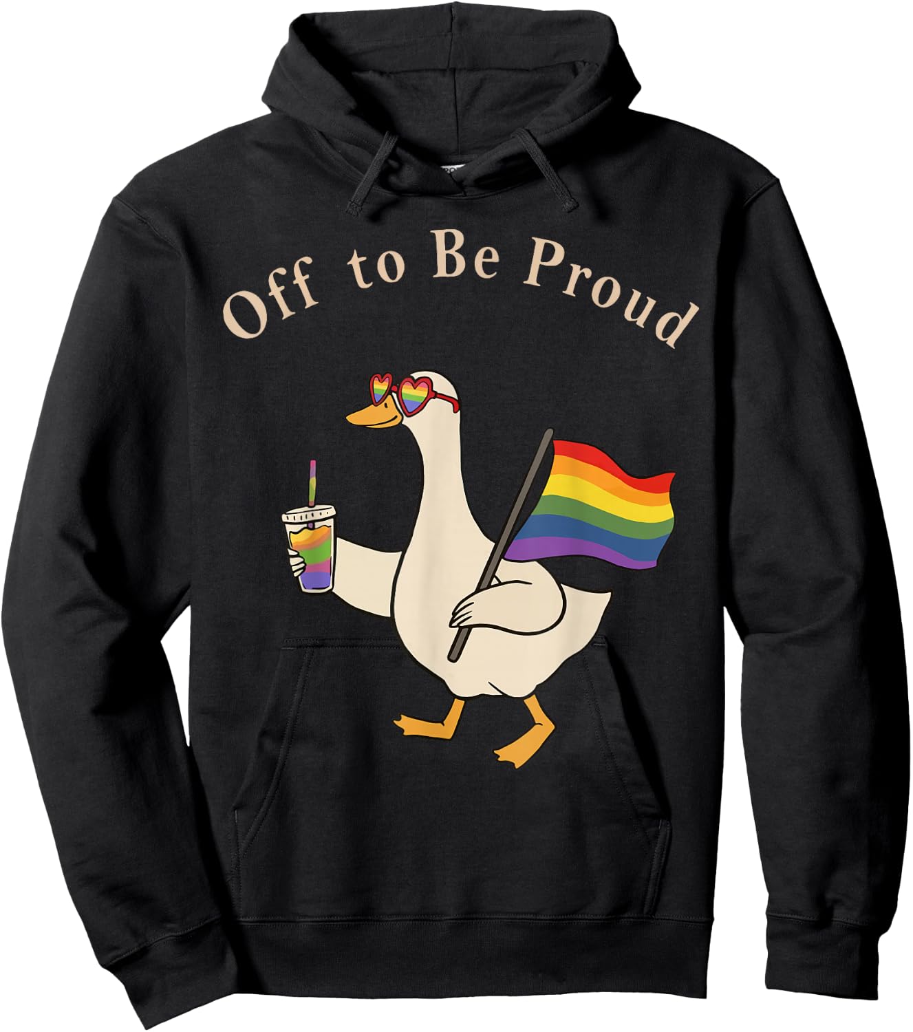 Funny LGBTQ Pride Silly Goose Women Off to Be Proud Hoodie - Hoodie | Black
