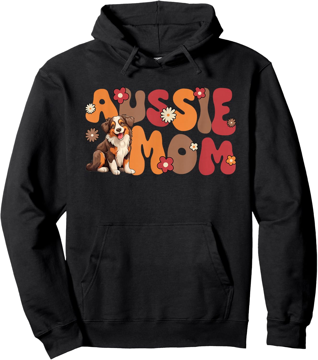 Australian Shepherd Red Tri Groovy Aussie mom Hoodie - Hoodie | Black