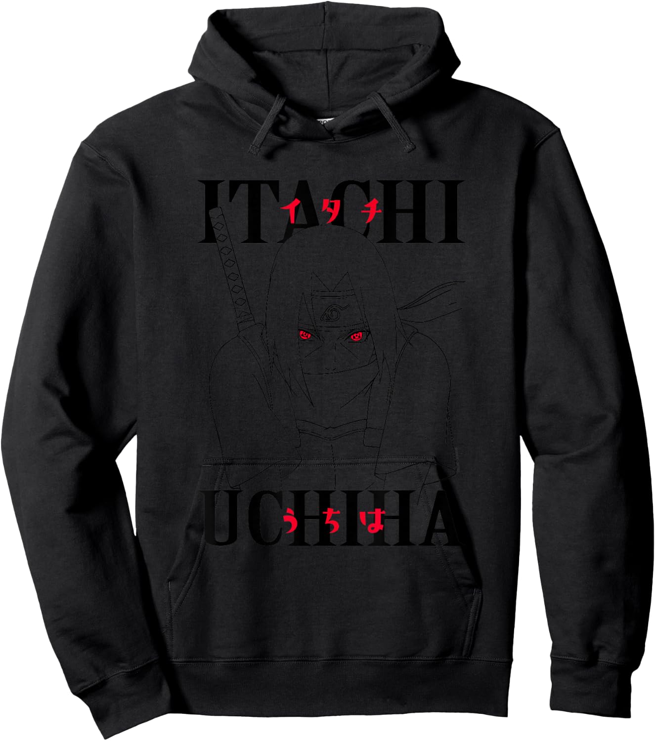 Naruto Shippuden Itachi Fabric Work , gray Hoodie - Hoodie | Black