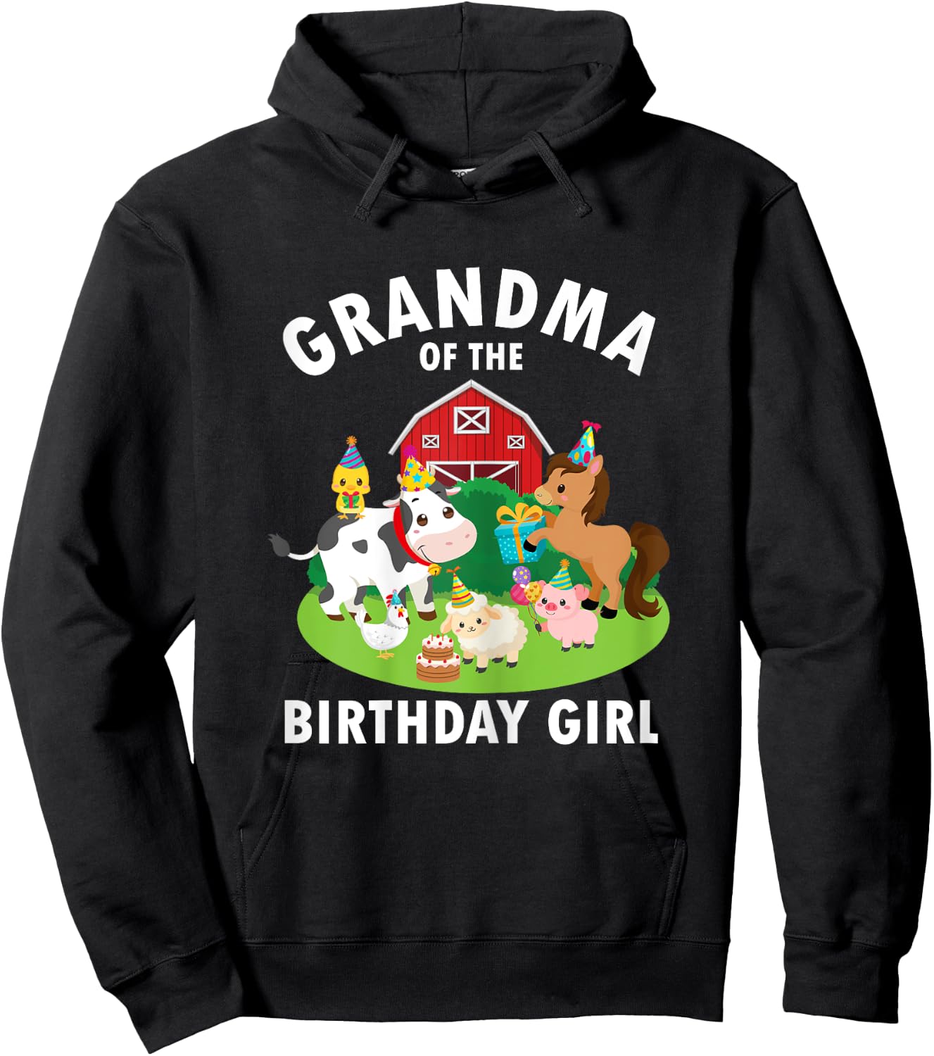 Grandma Of The Birthday Girl Farm Animals Farm Theme Party Hoodie - Hoodie | Black