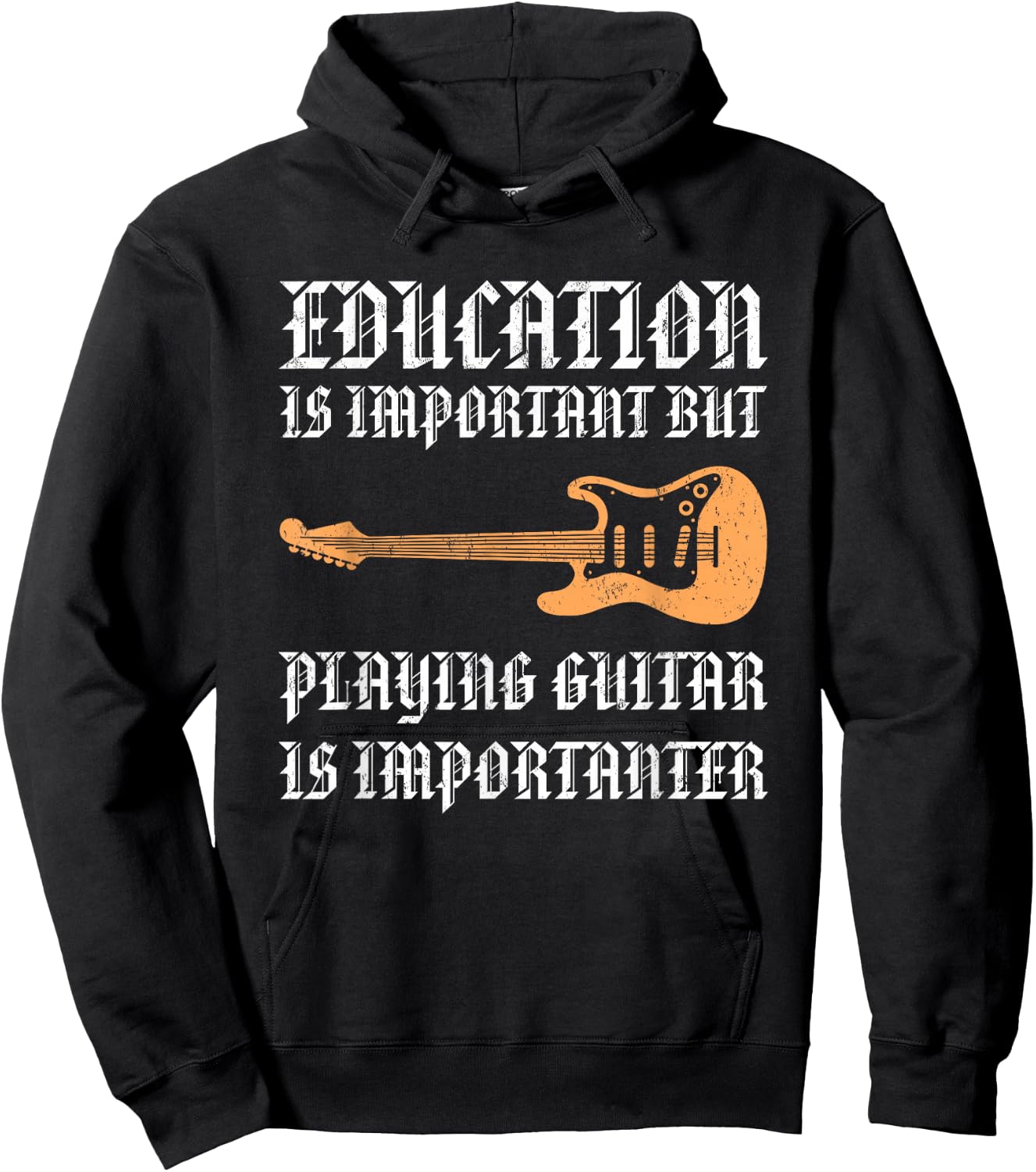 Education Is Important But Playing Guitar Is Importanter Hoodie - Hoodie | Black