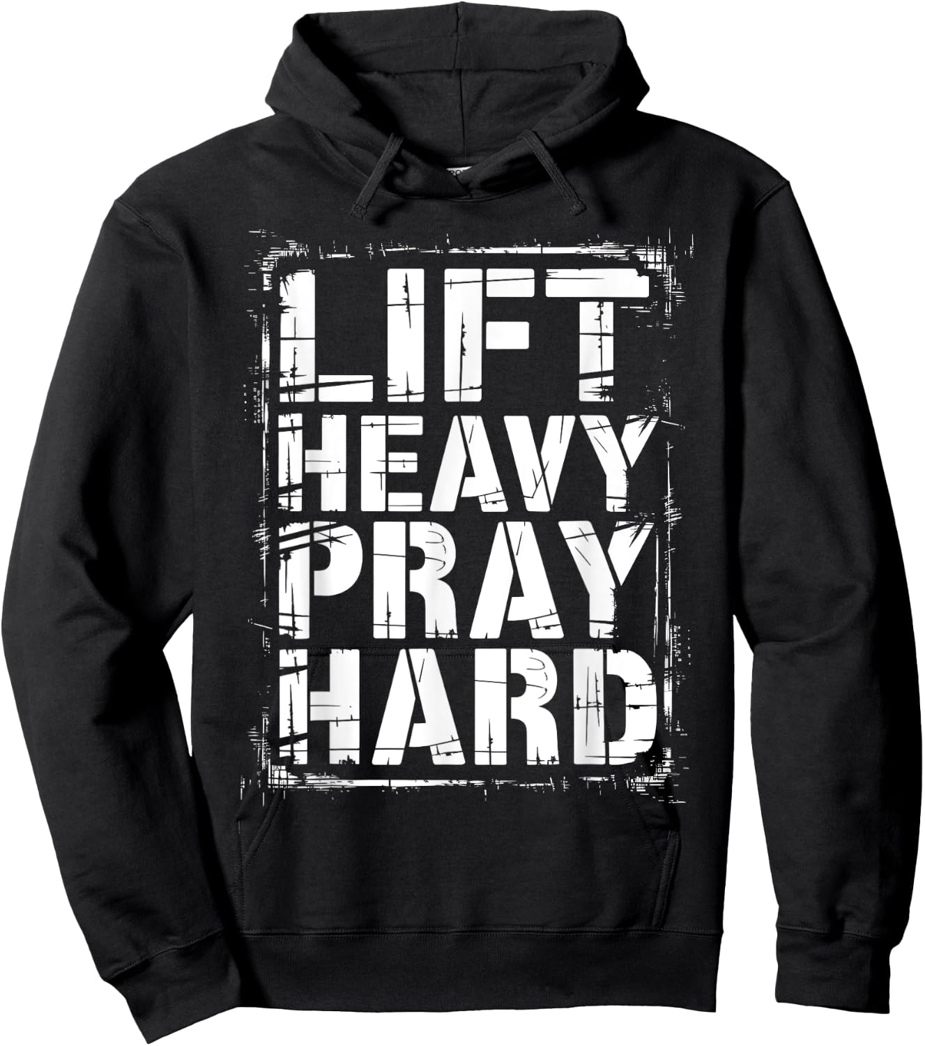 Graphic 365 Lift Heavy Pray Hard Christian -Adults Kids Black Small Short Sleeve Cotton Blend Casual Graphic Hoodie - Hoodie | Black