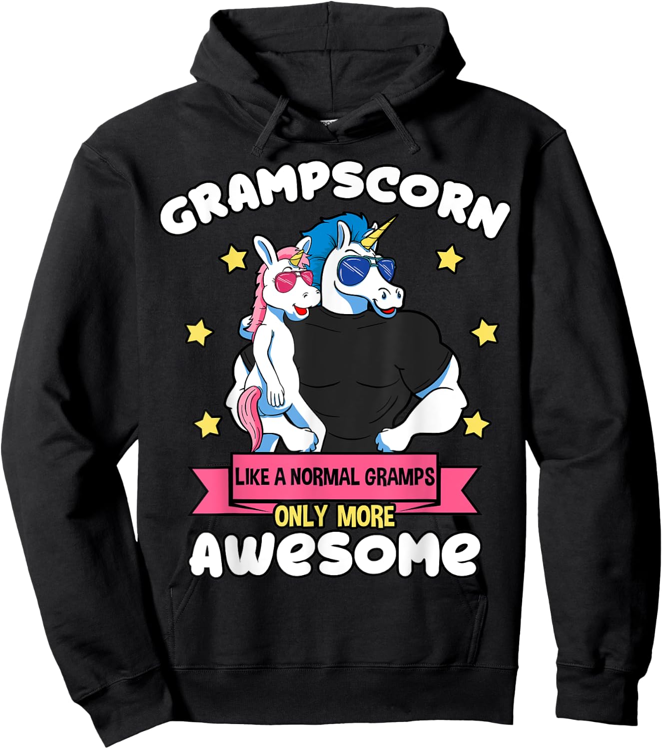 Grampscorn 1 Kid Father's Day Gramps Unicorn Granddaughter Hoodie - Hoodie | Black