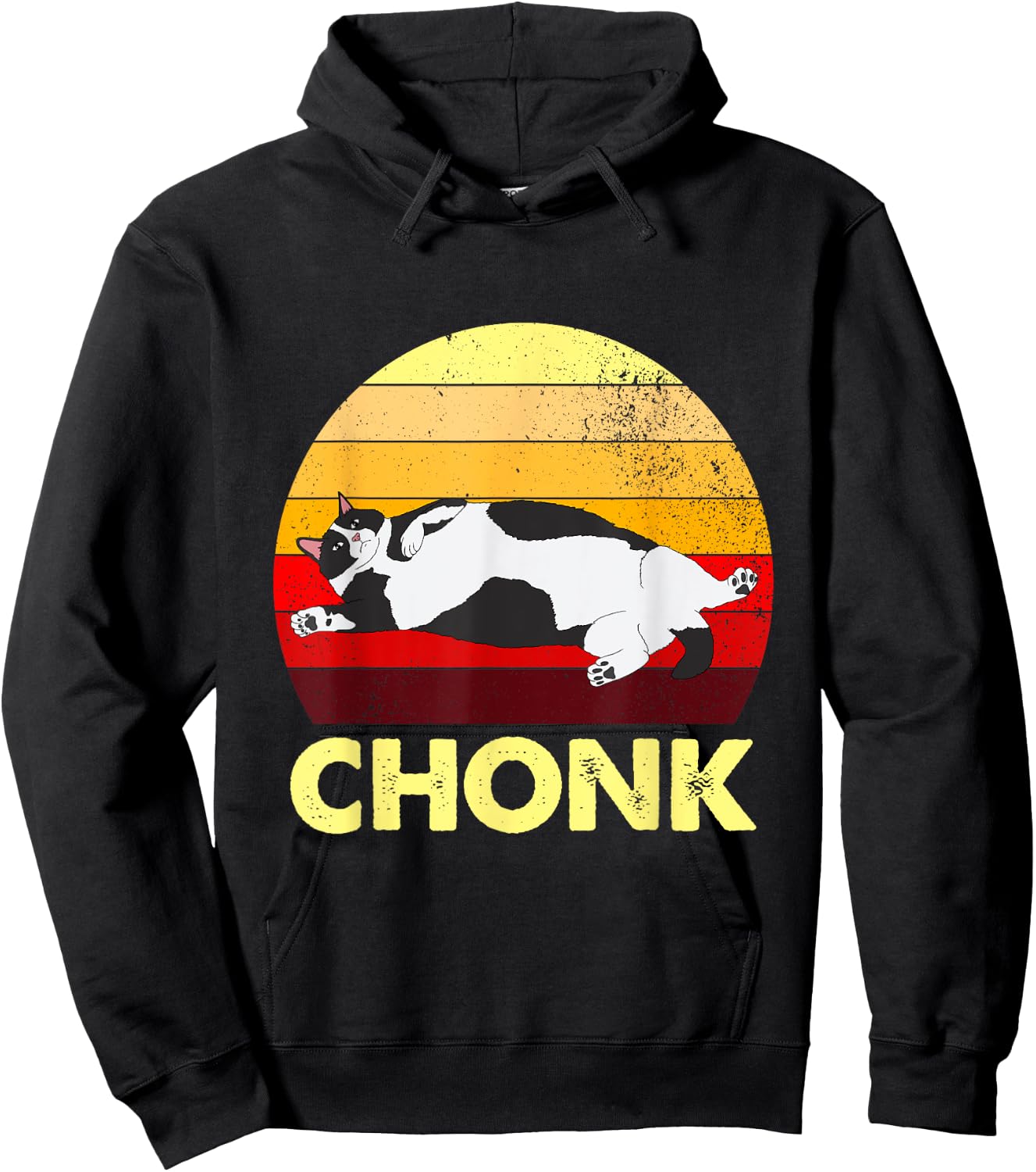 Retro Funny Chonk Cat Women Hoodie - Hoodie | Black