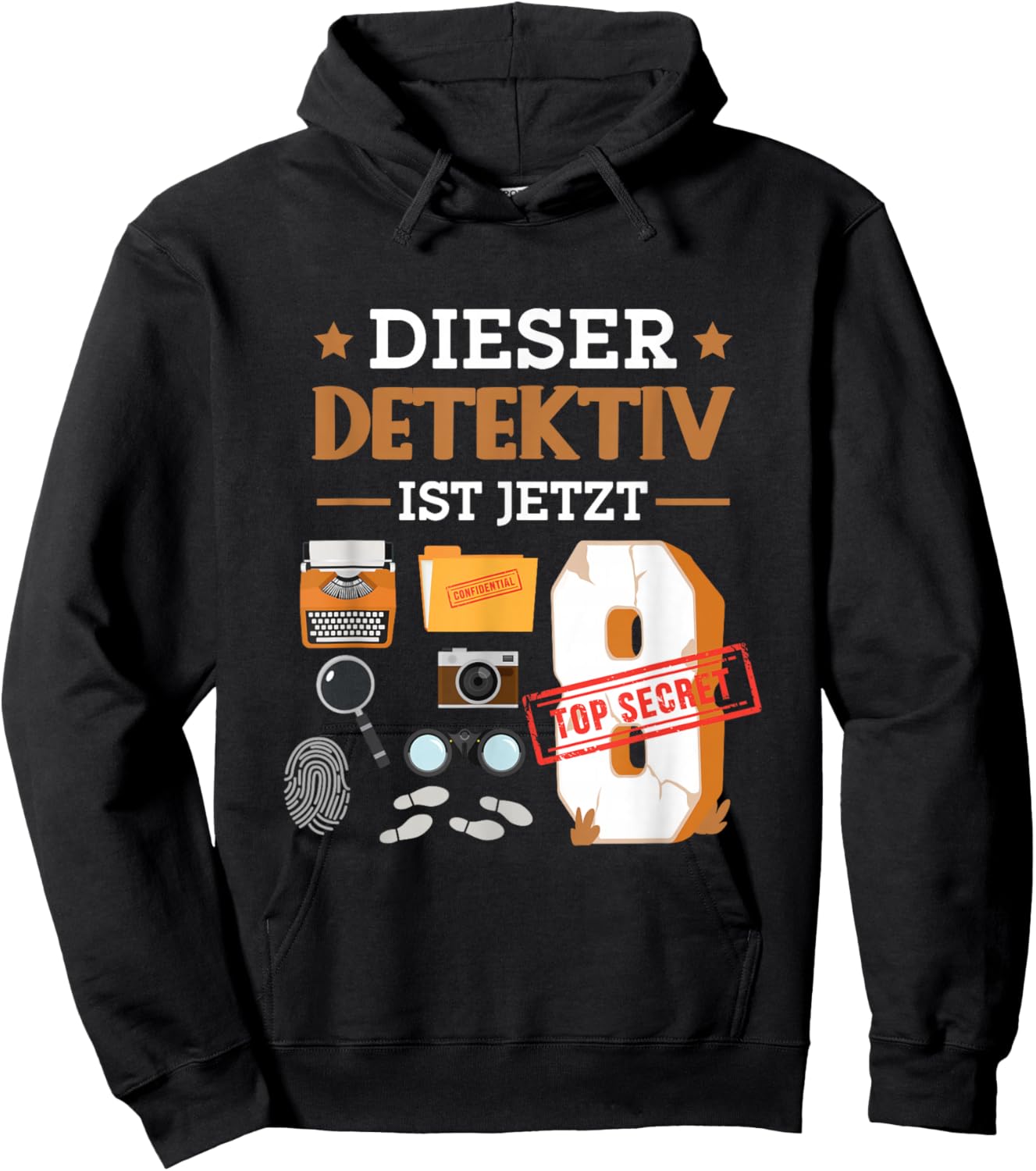 Dieser Detektiv Ist Jetzt 8 - Detektiv 8. Geburtstag Kinder Hoodie - Hoodie | Black
