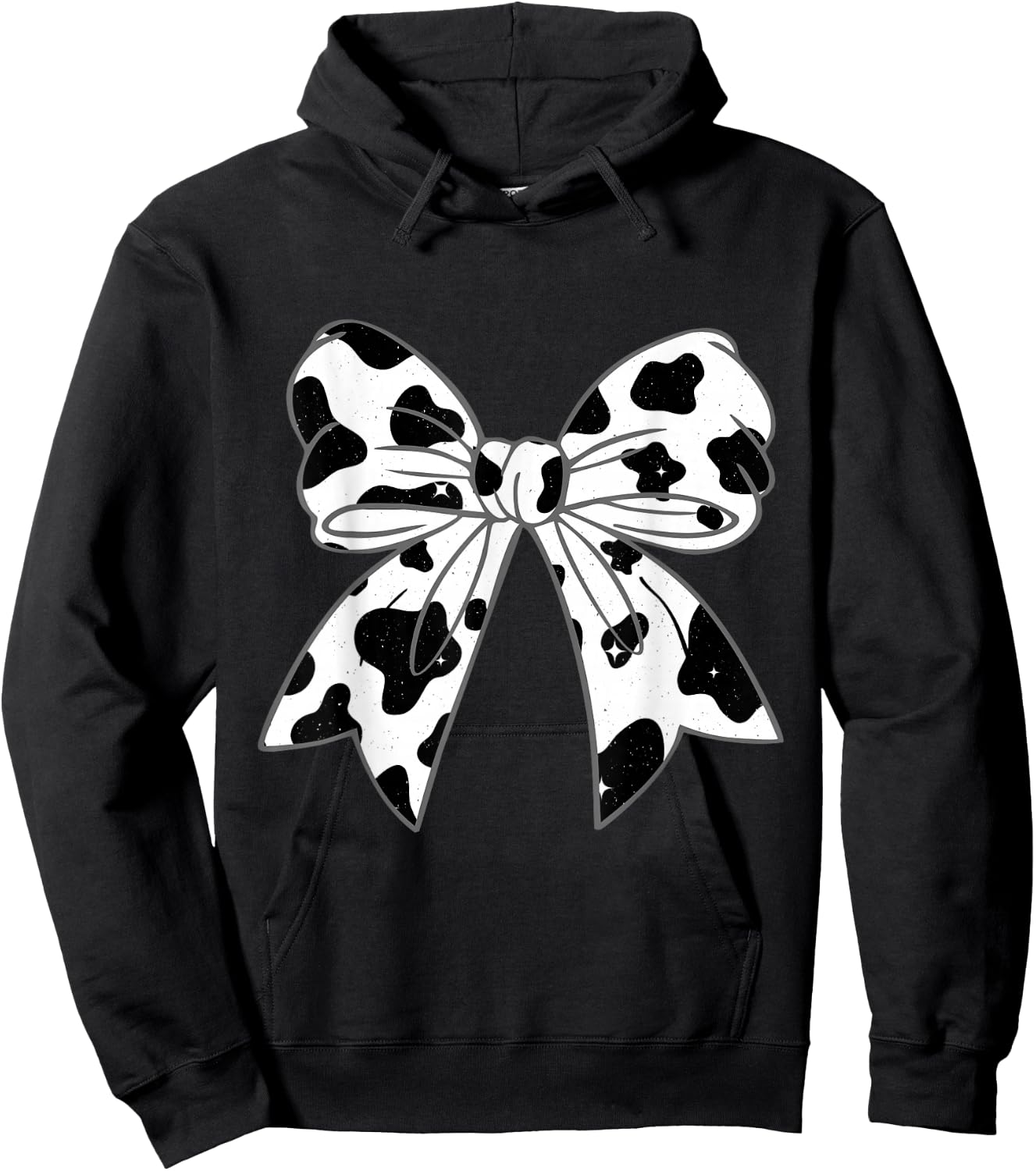 Coquette Bow Cow Pattern Farm Animals Cow Print Graphic Hoodie - Hoodie | Black