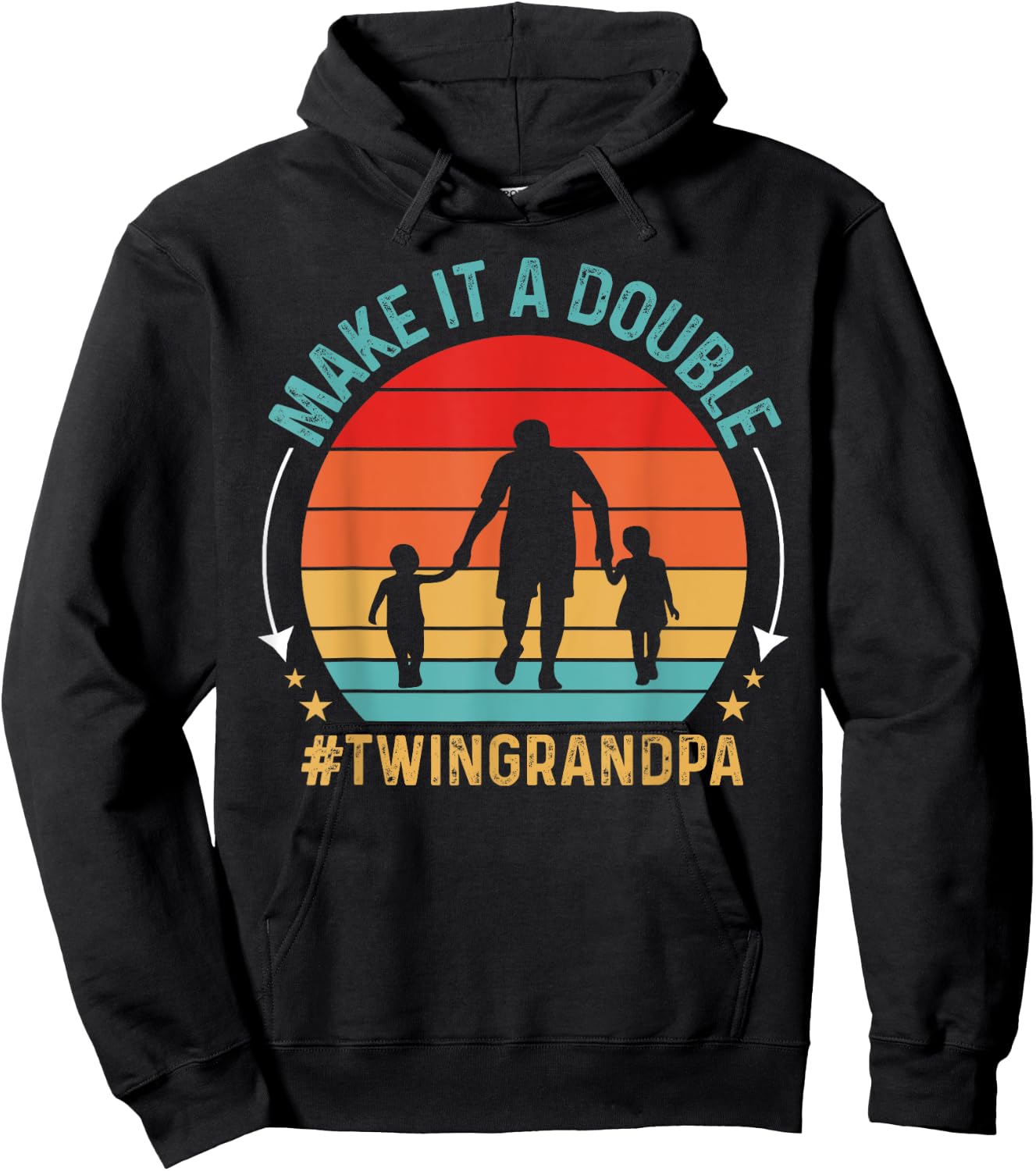 Make It A Double Twin Grandpa Of Twins Grandfather Baby Twin Hoodie - Hoodie | Black