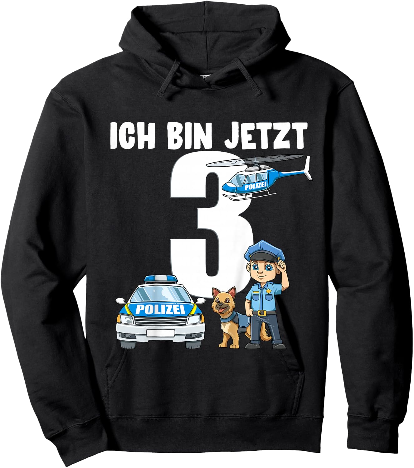 Children's 3rd Birthday Police Shirt - 3 Years Old Gift , black Hoodie - Hoodie | Black
