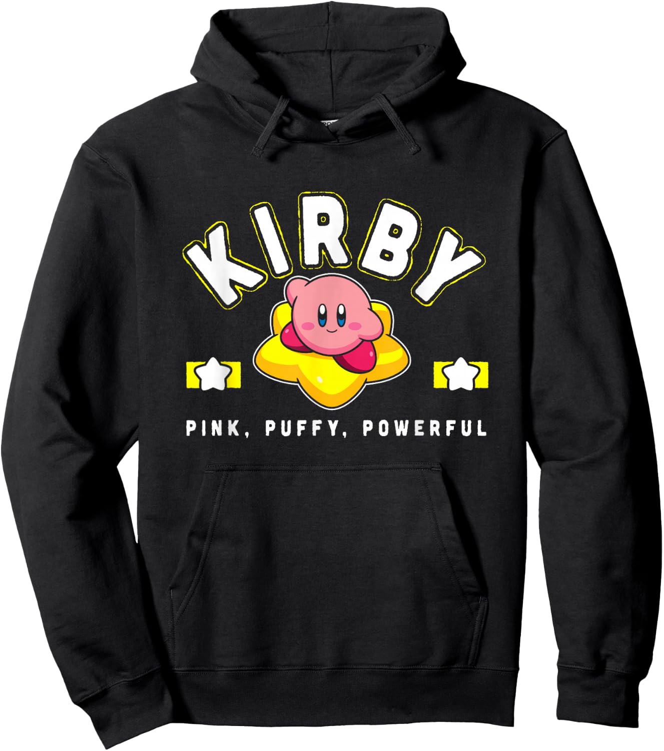 Kirby Cute Star Pink Puffy Powerful Big Chest Poster Hoodie - Hoodie | Black