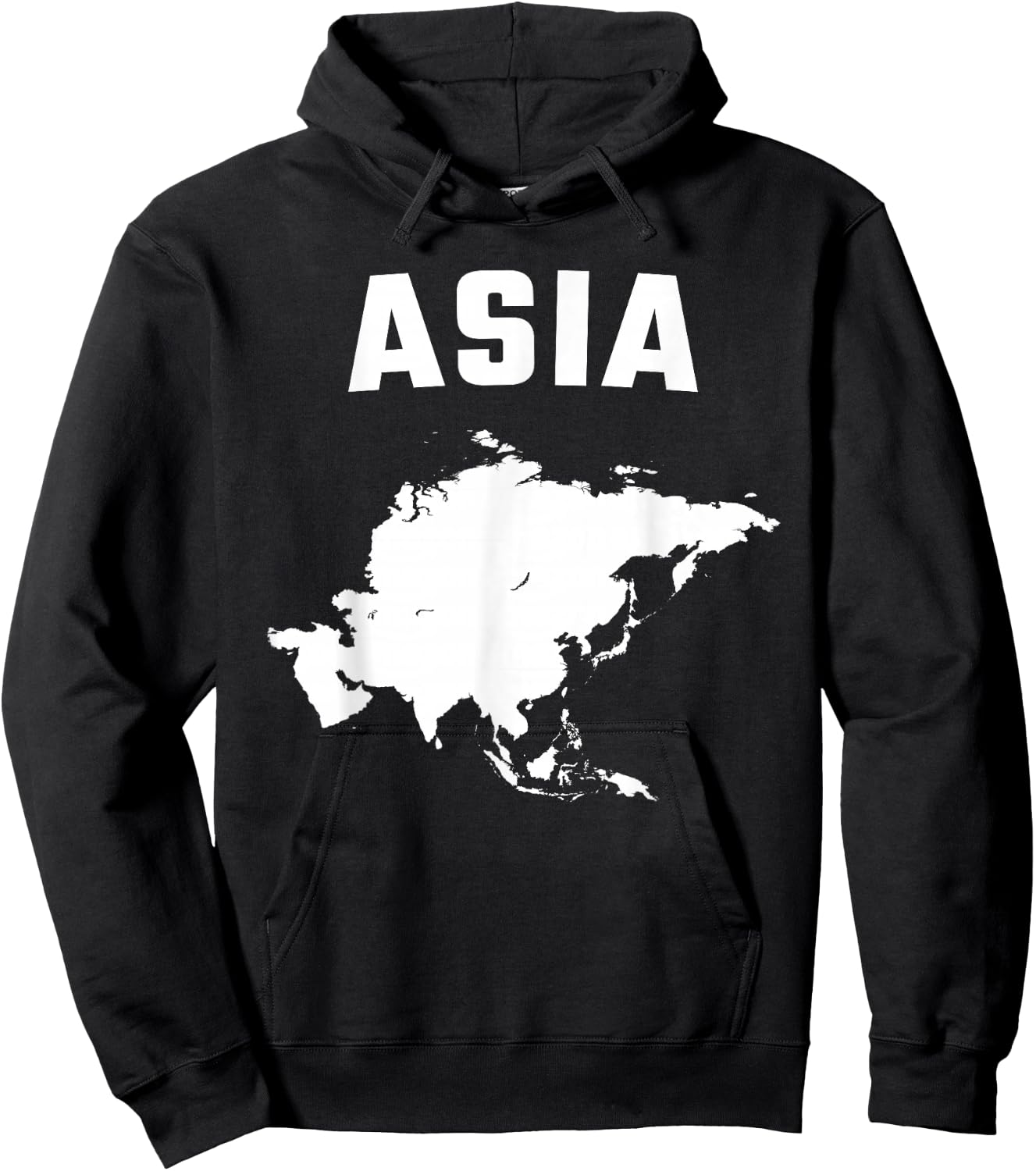 Isolated white silhouette of a map of Asia continent Hoodie - Hoodie | Black