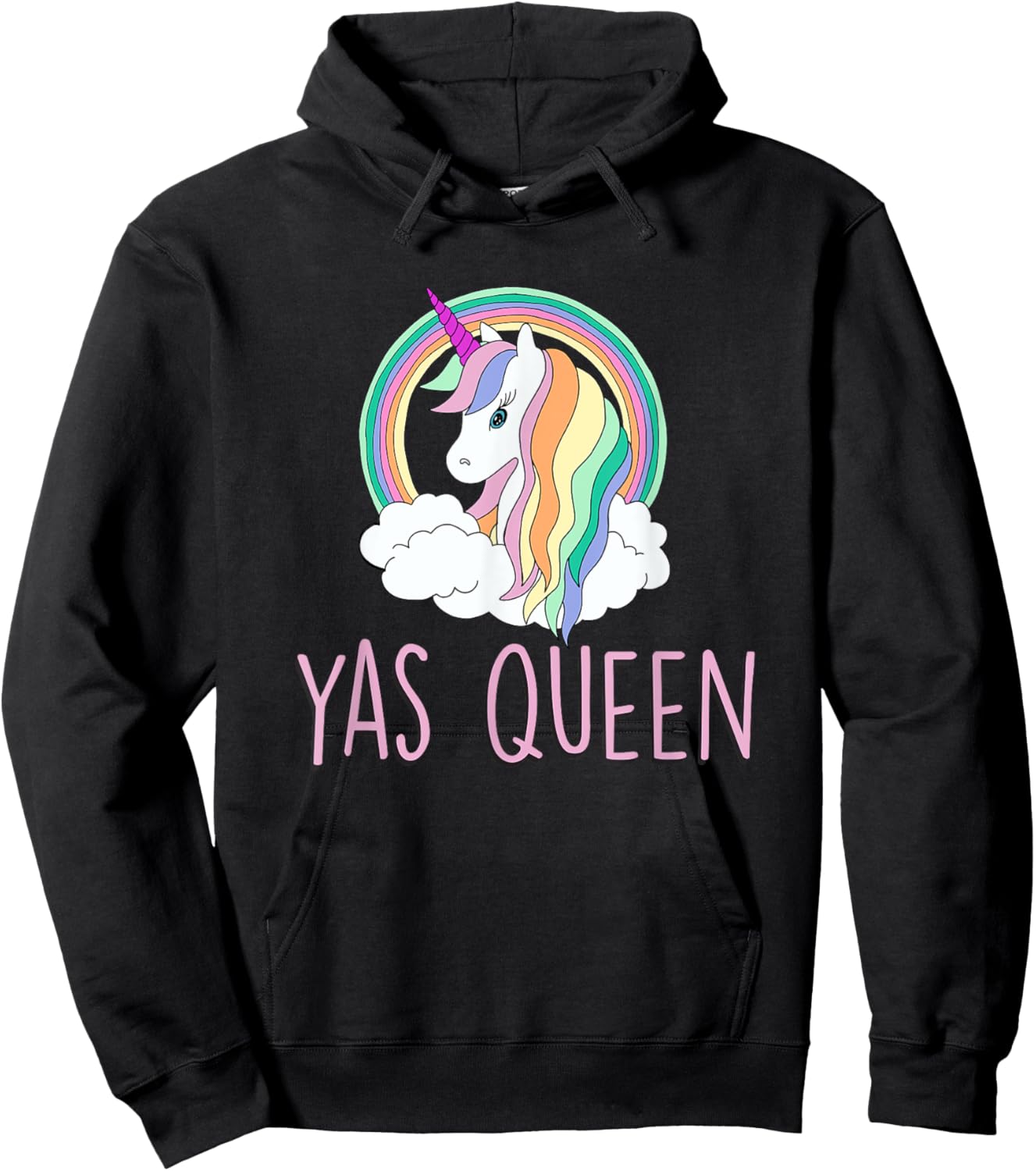 Yas Queen Cute Funny Unicorn Shirt Hoodie - Hoodie | Black