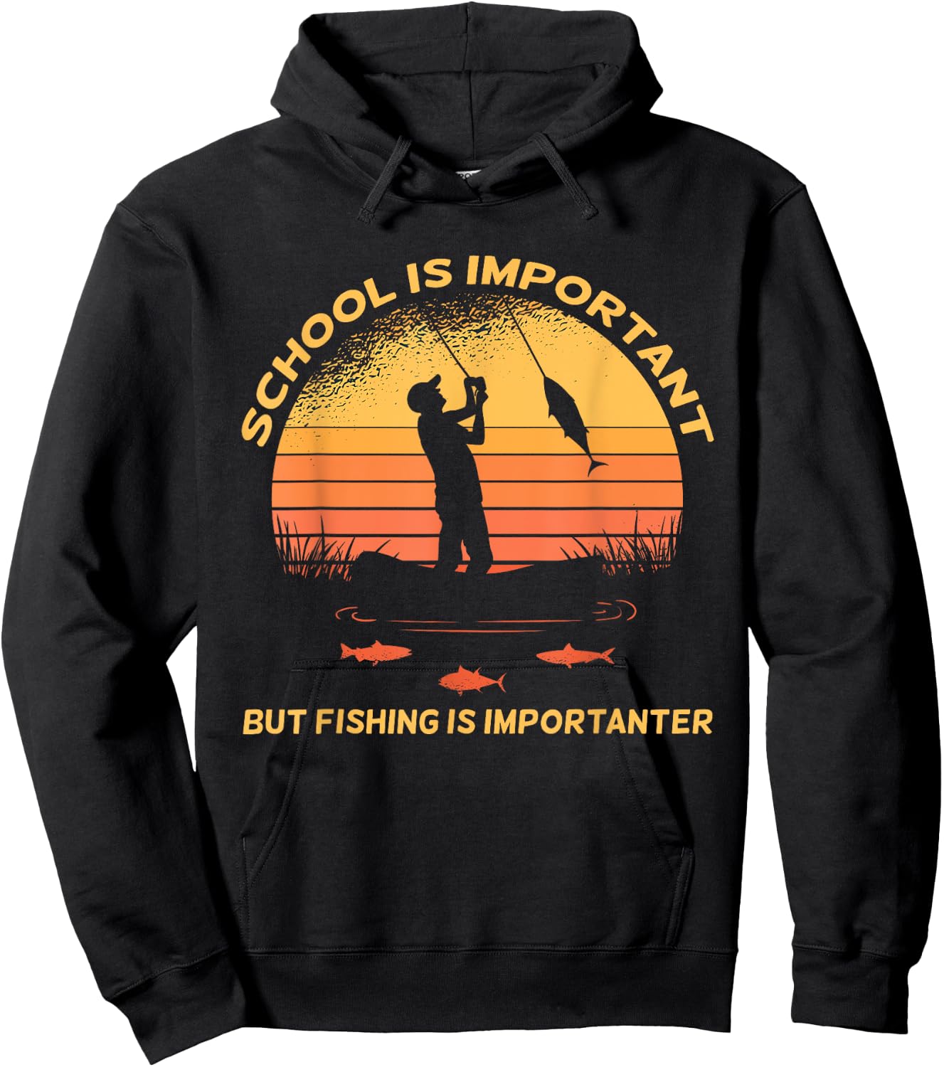 Vintage School Is Important But Fishing Is Importanter Hoodie - Hoodie | Black