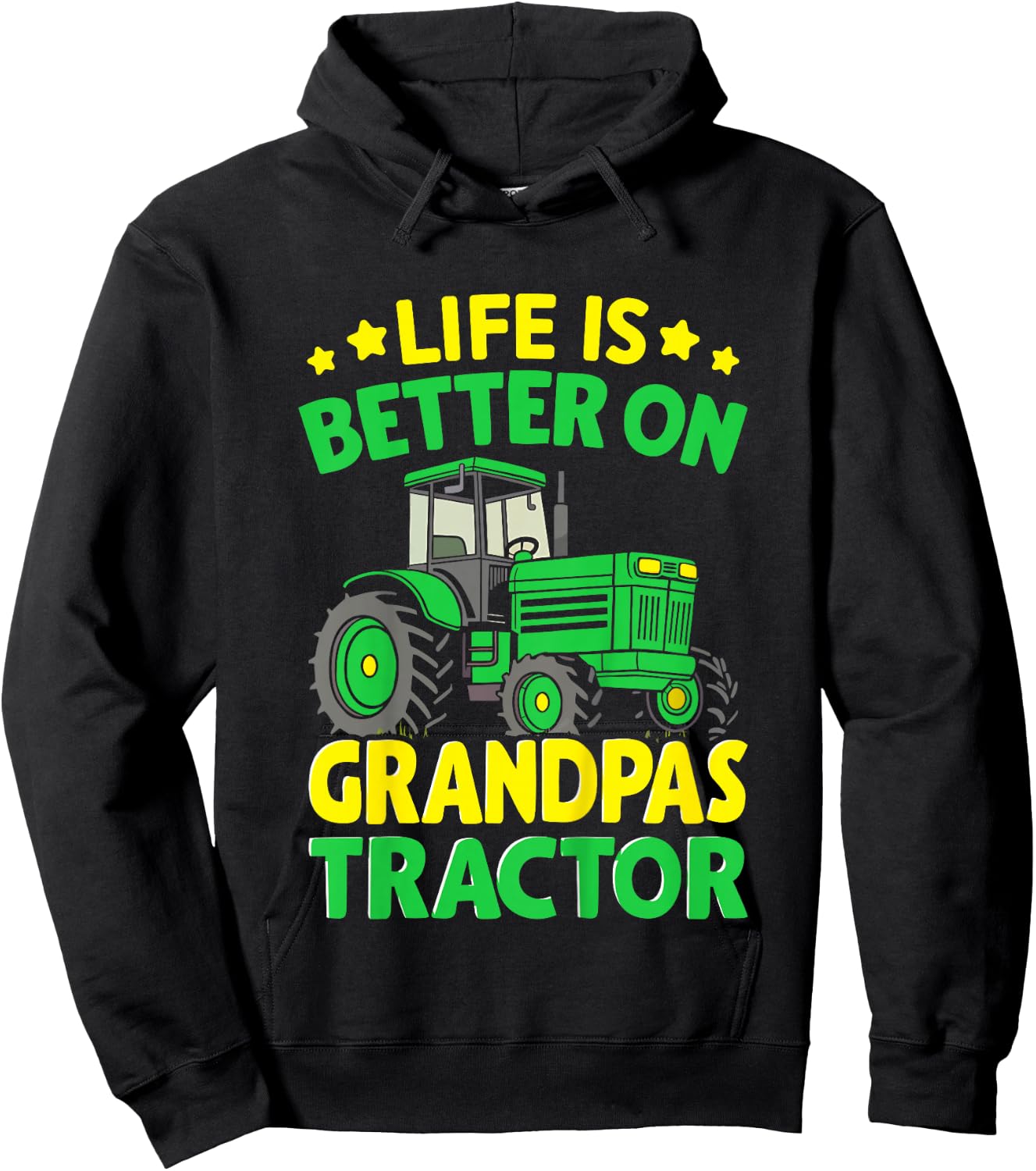 Kids Farmer Funny Tractor Boy On Grandpas Tractor Hoodie - Hoodie | Black
