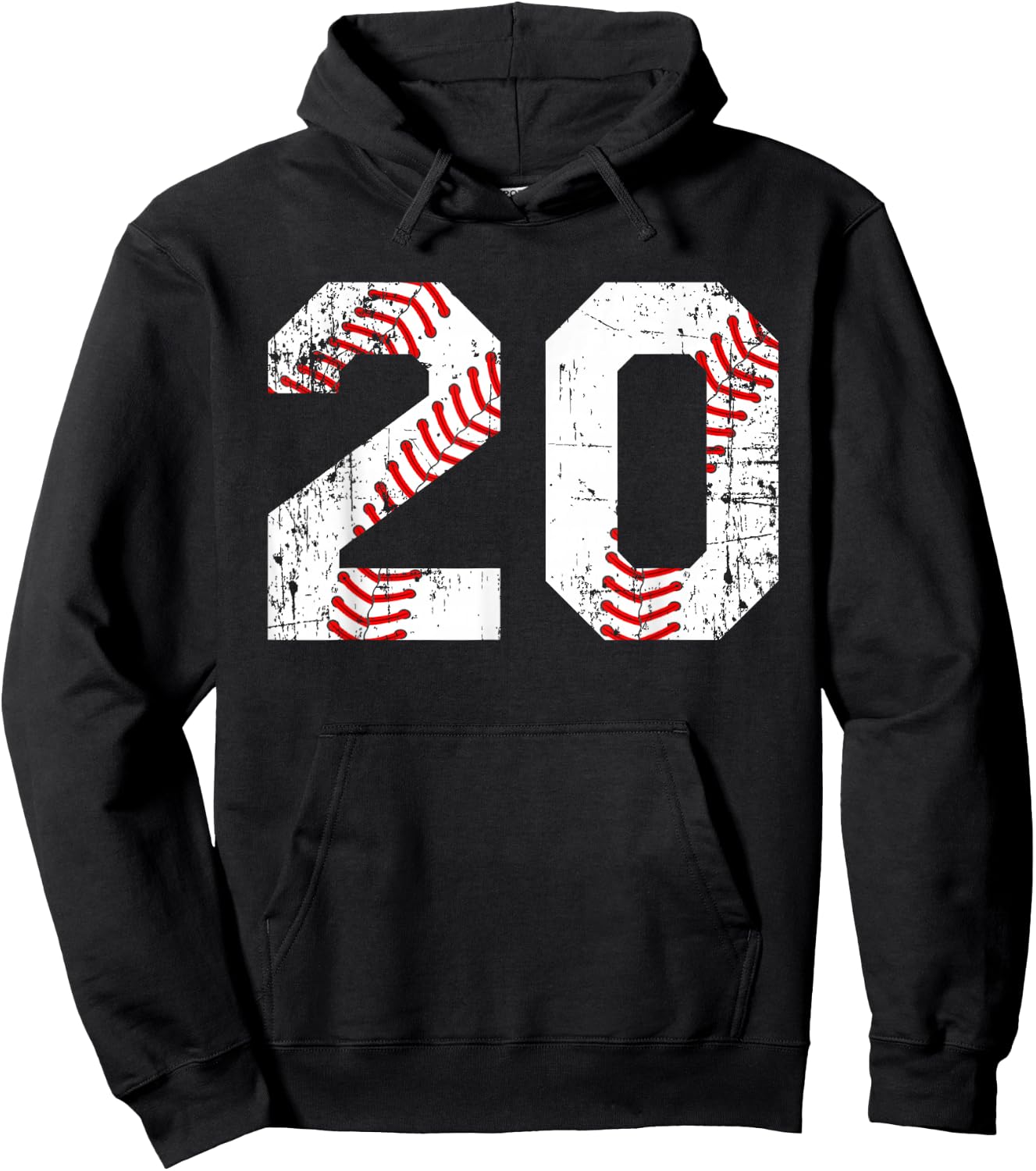 Vintage Baseball 20 Jersey Number Hoodie - Hoodie | Black