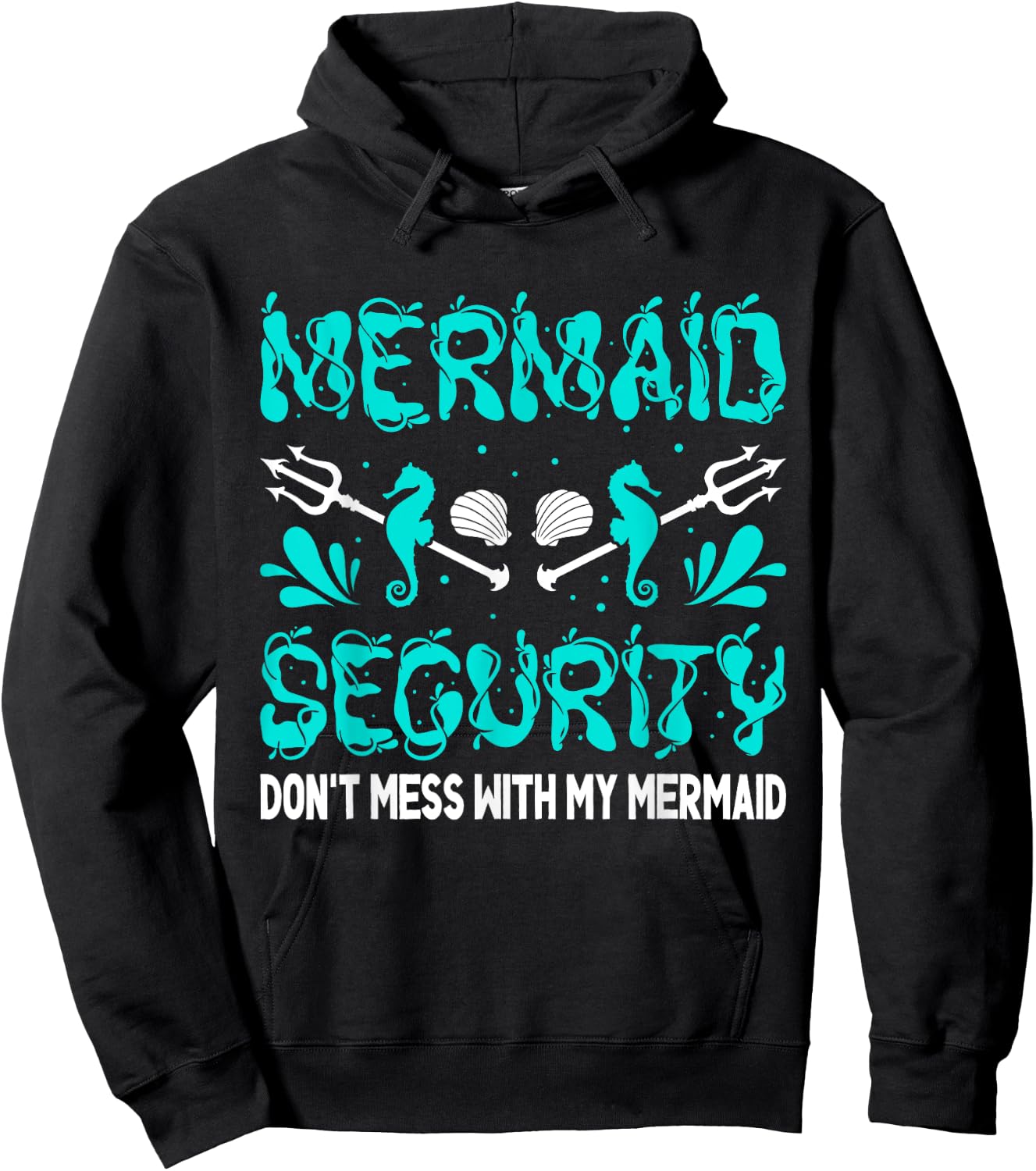 Mermaid Man Costume Birthday Party Outfit Mermaid Security Hoodie - Hoodie | Black