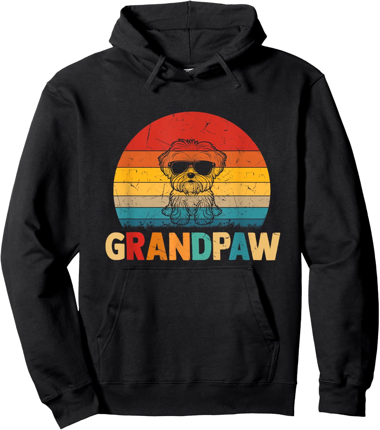 Funny Grandpaw Retro Vintage Maltese Lovers Grandpa Fathers Hoodie - Hoodie | Black
