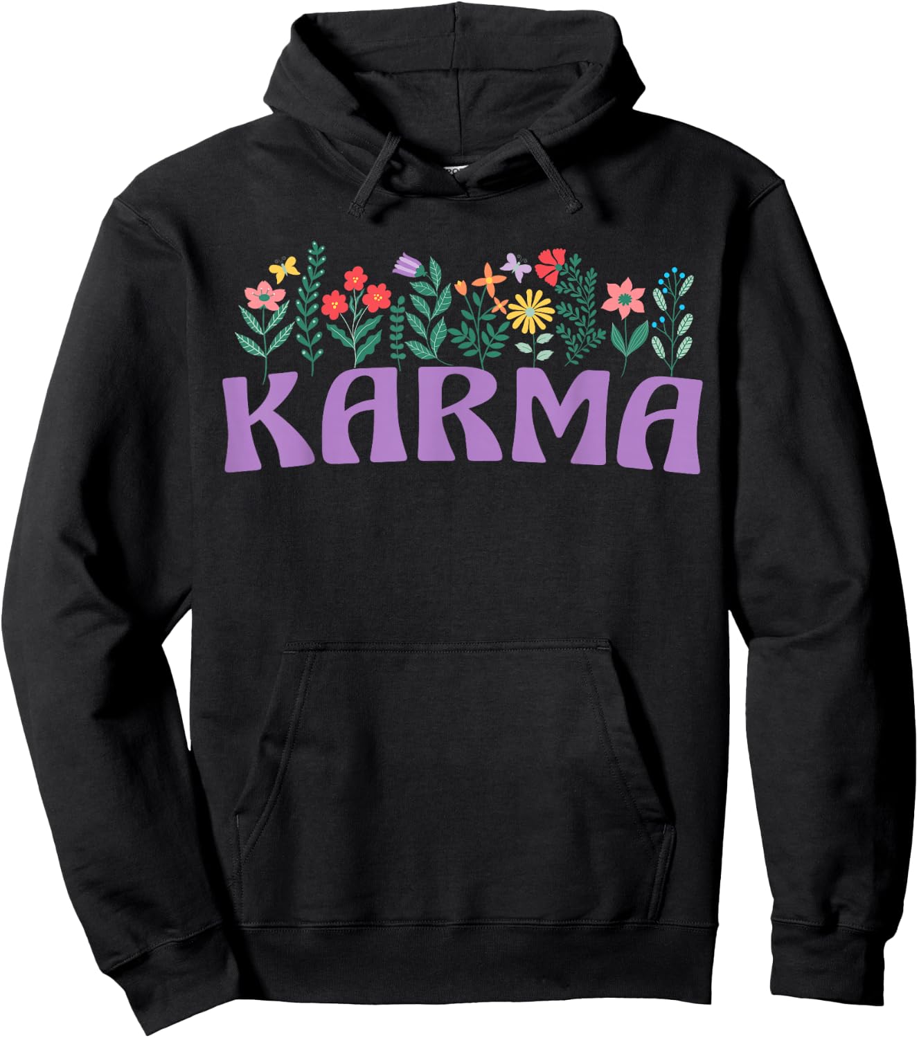 Wildflower Floral KARMA Name Mother's Day Women's Hoodie - Hoodie | Black