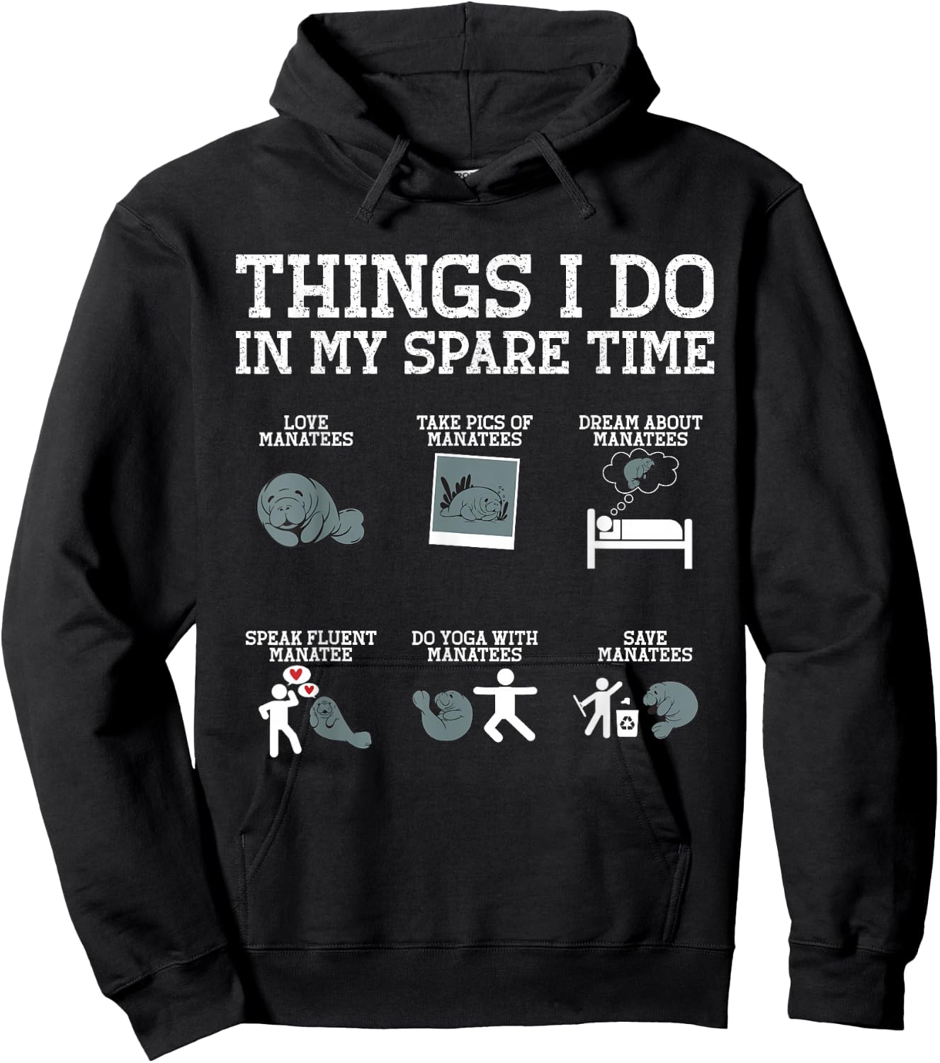 Manatee Round Tail Sea Cows Hoodie - Hoodie | Black