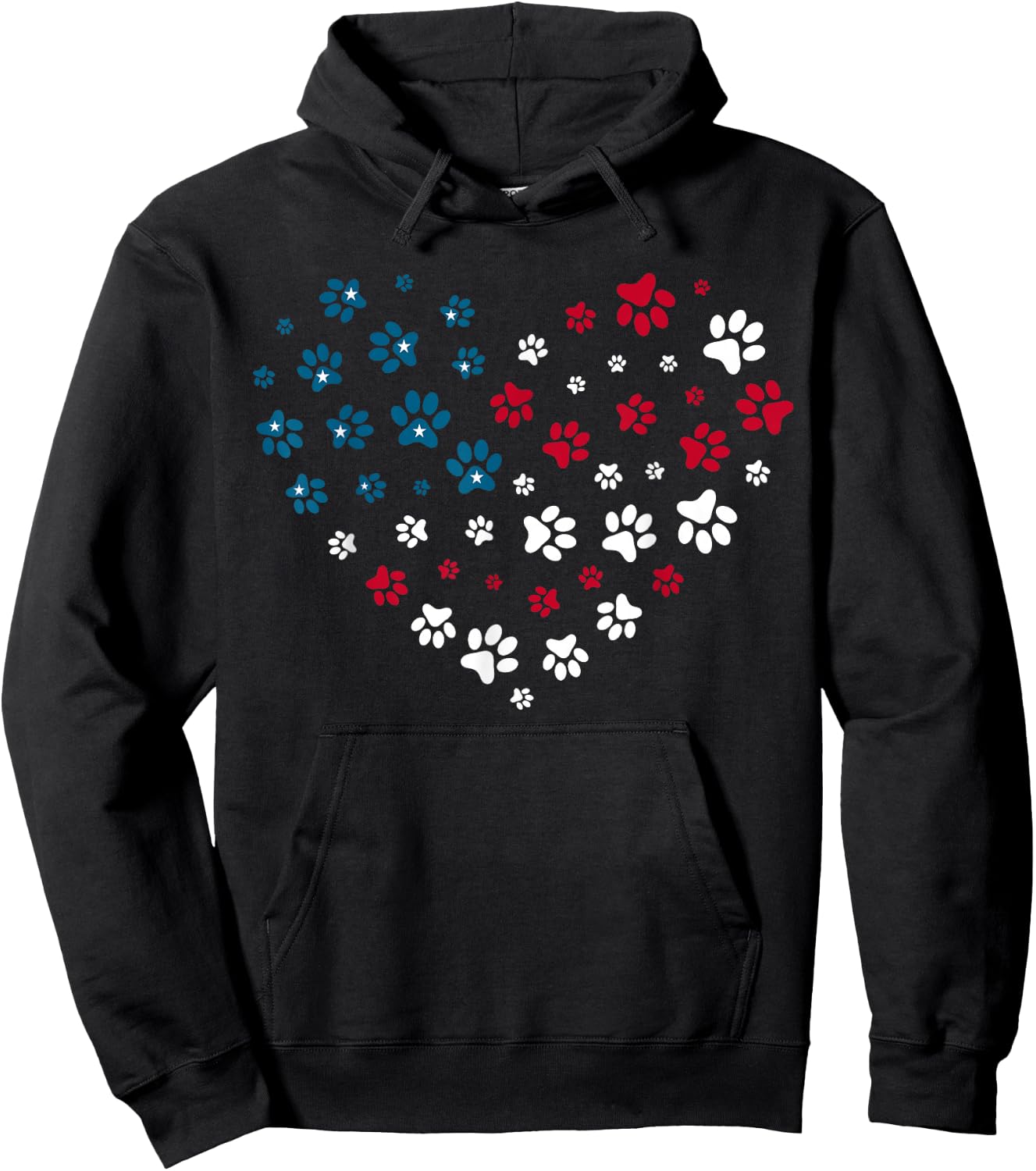 American Flag Patriotic Dog and Cat Paw Print 4th of July Hoodie - Hoodie | Black