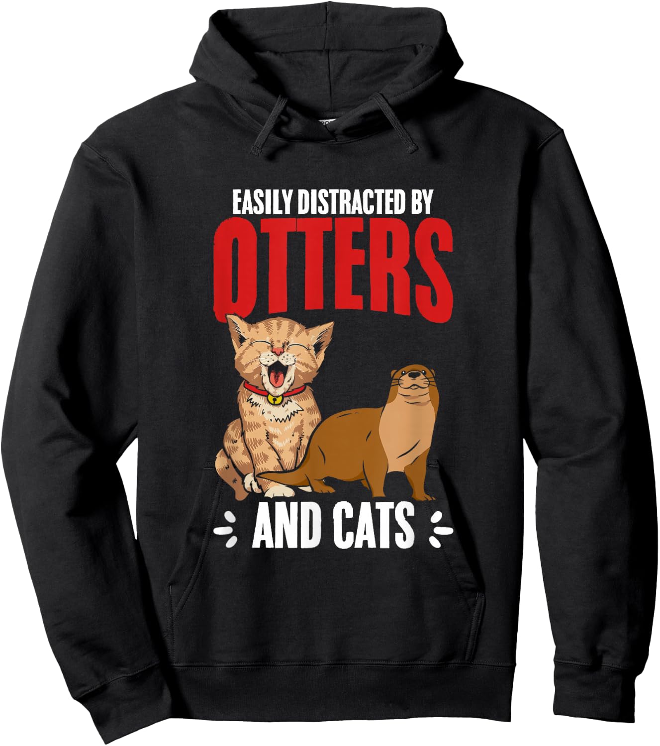Cute Sea Otter Lover Funny Otter Animal Otter And Cats - Black, Small, -Adults, Short Sleeve, Classic Fit, Cotton 65%, Polyester 35% Hoodie - Hoodie | Black
