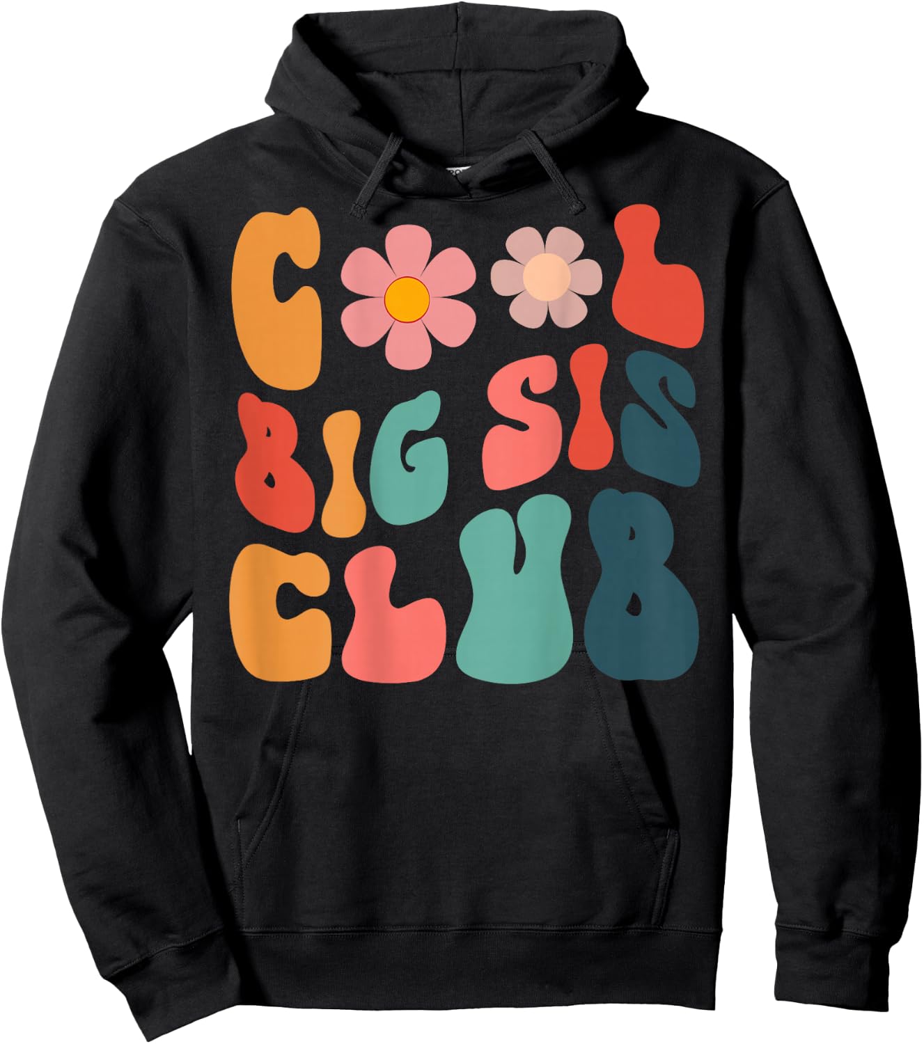 Retro Cool Big Sis Club Floral Big Sister auf der Rückseite Hoodie - Hoodie | Black