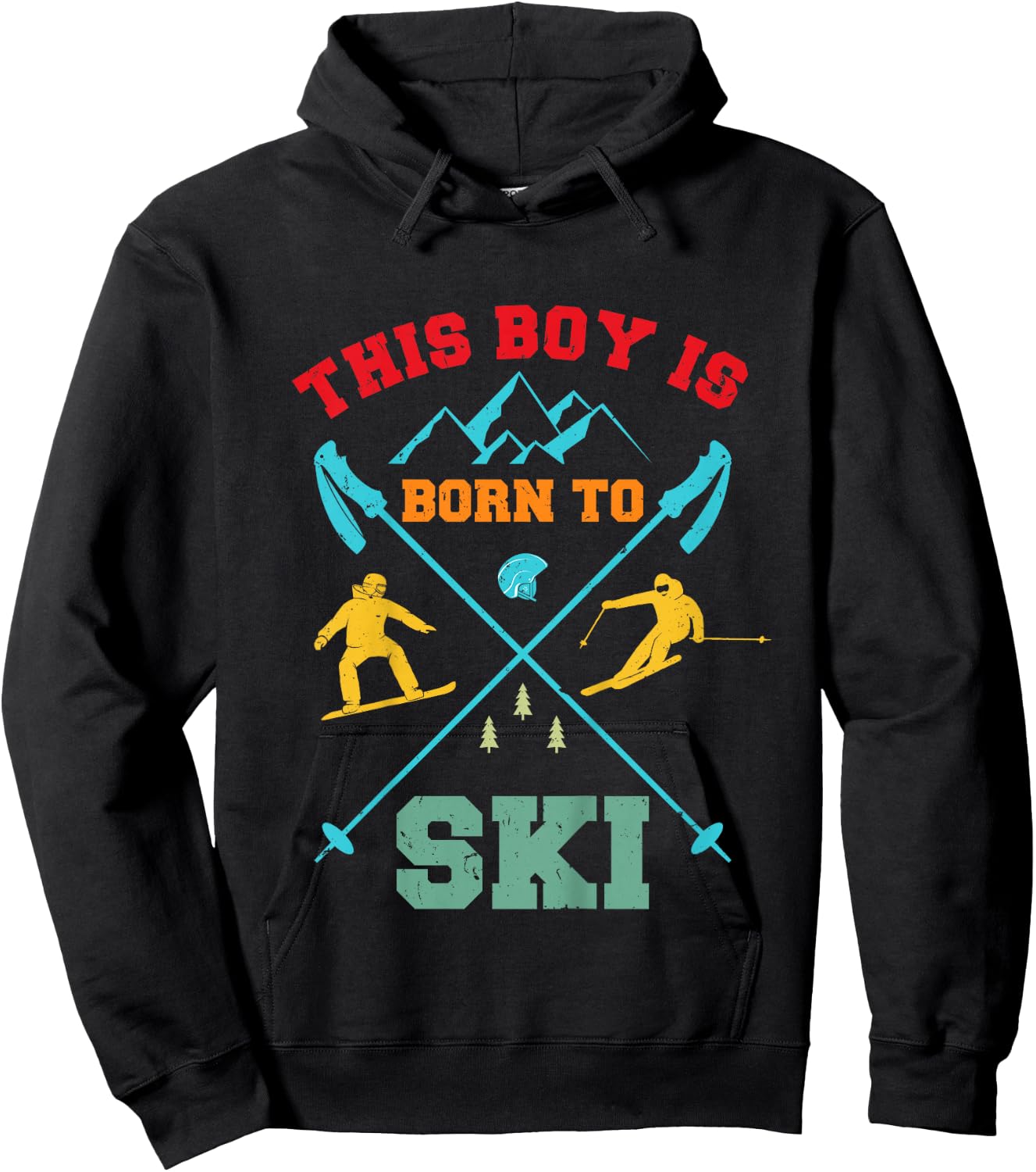 Children's Skiing Cool Boys Riding Ski Funny Boys , black Hoodie - Hoodie | Black