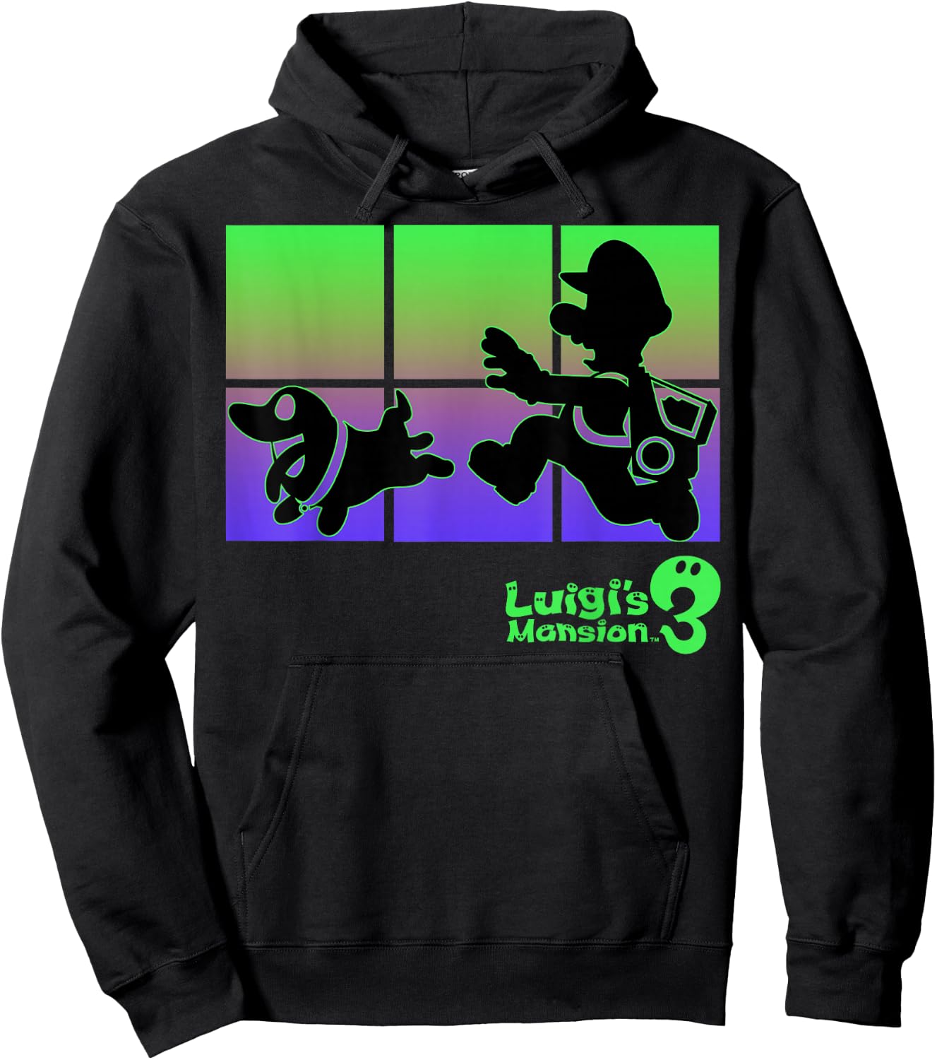 Luigi's Mansion 3 Luigi And Polterpup Silhouette Hoodie - Hoodie | Black